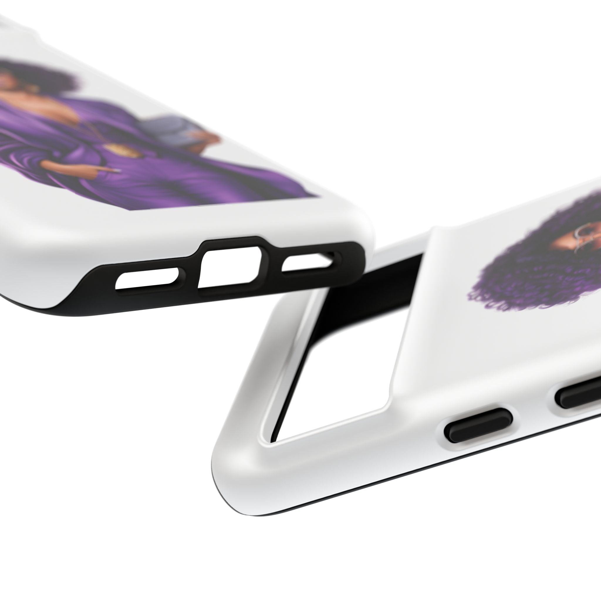Purple Power Woman Phone Case — Afro Chic Businesswoman Protective Phone Cover