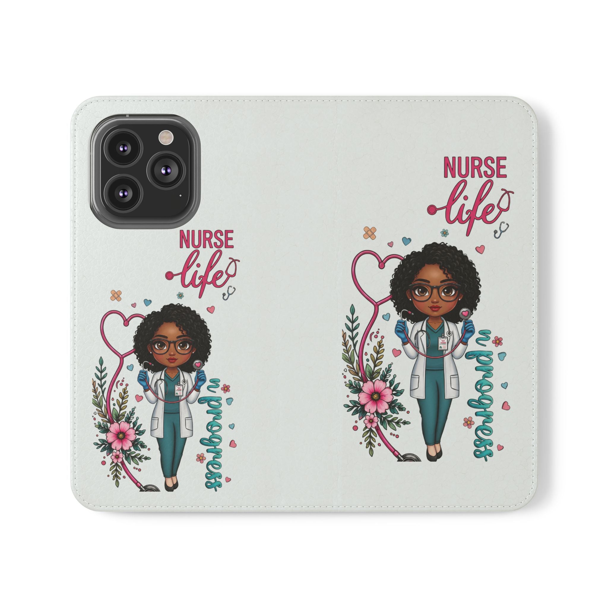 Nurse Life Floral Flip Phone Case - Medical RN Wallet Cover