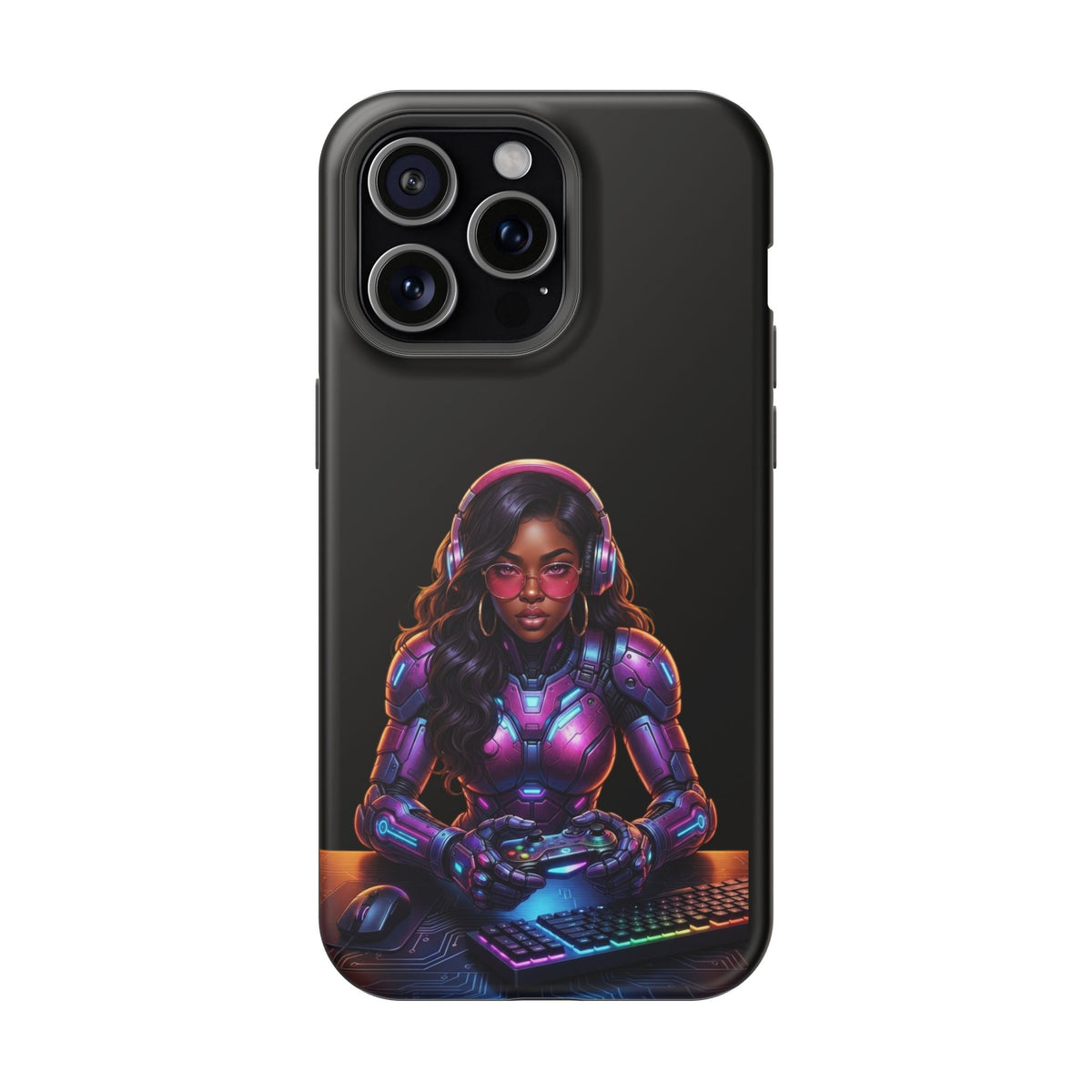 Gamer Girl Cyber Armor Phone Case — Impact‑Resistant Protective Cover