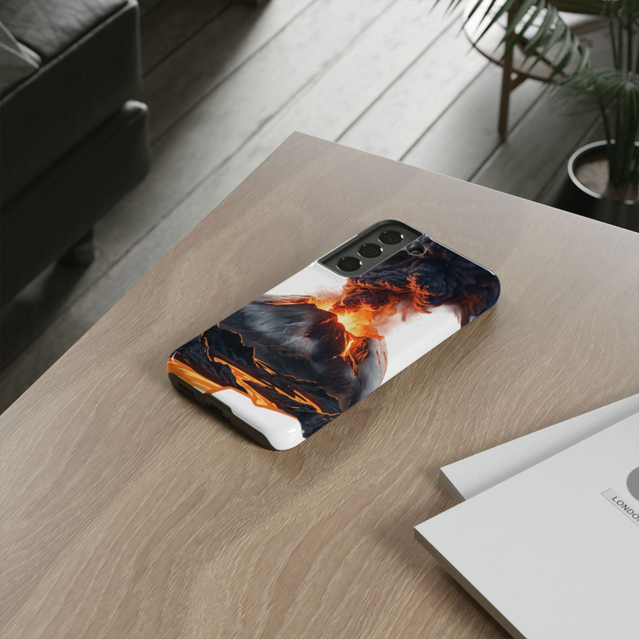 Volcano Eruption Tough Phone Case — Fiery Lava Protective Cover