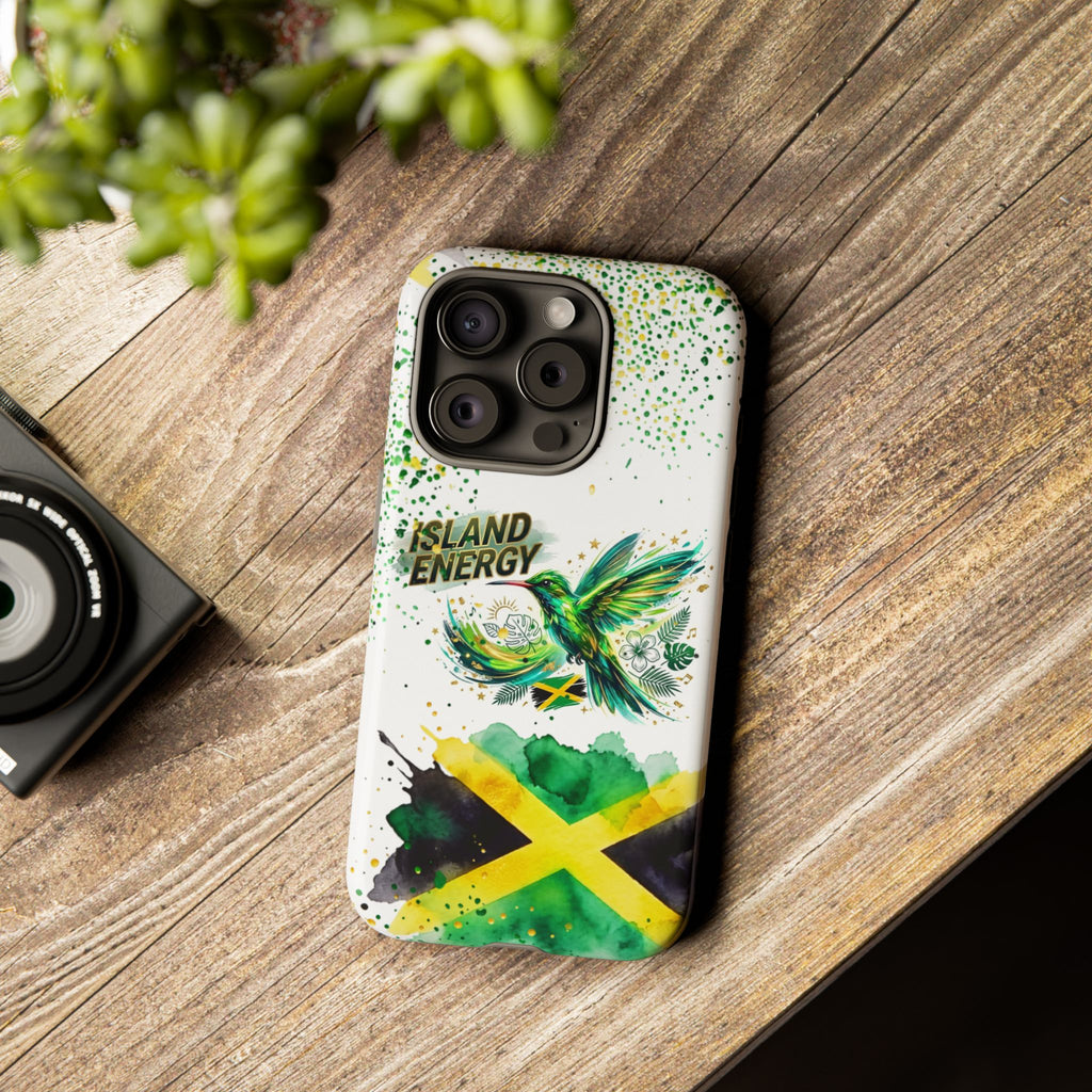 Island Energy Tough Phone Case — Colorful Hummingbird & Tropical Sunset Protective Cover