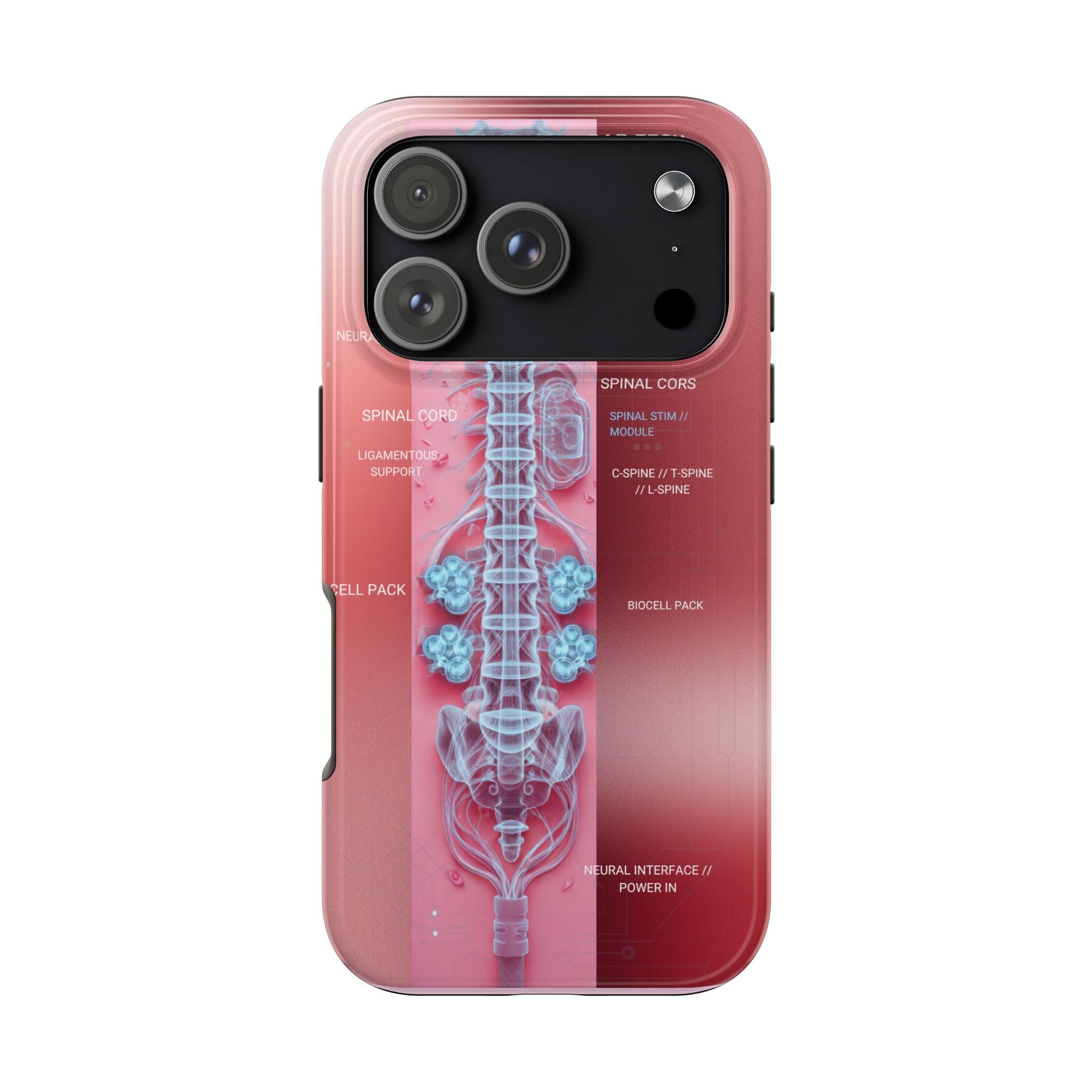 Anatomical Spine Tough Phone Case — Medical X-Ray Design, ‘Spinal Cord’ Labelled