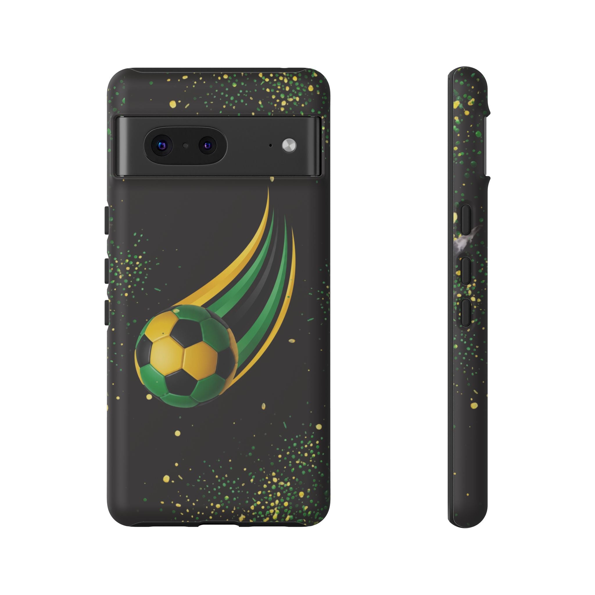 Soccer Comet Tough Phone Case – Green & Yellow Football Design