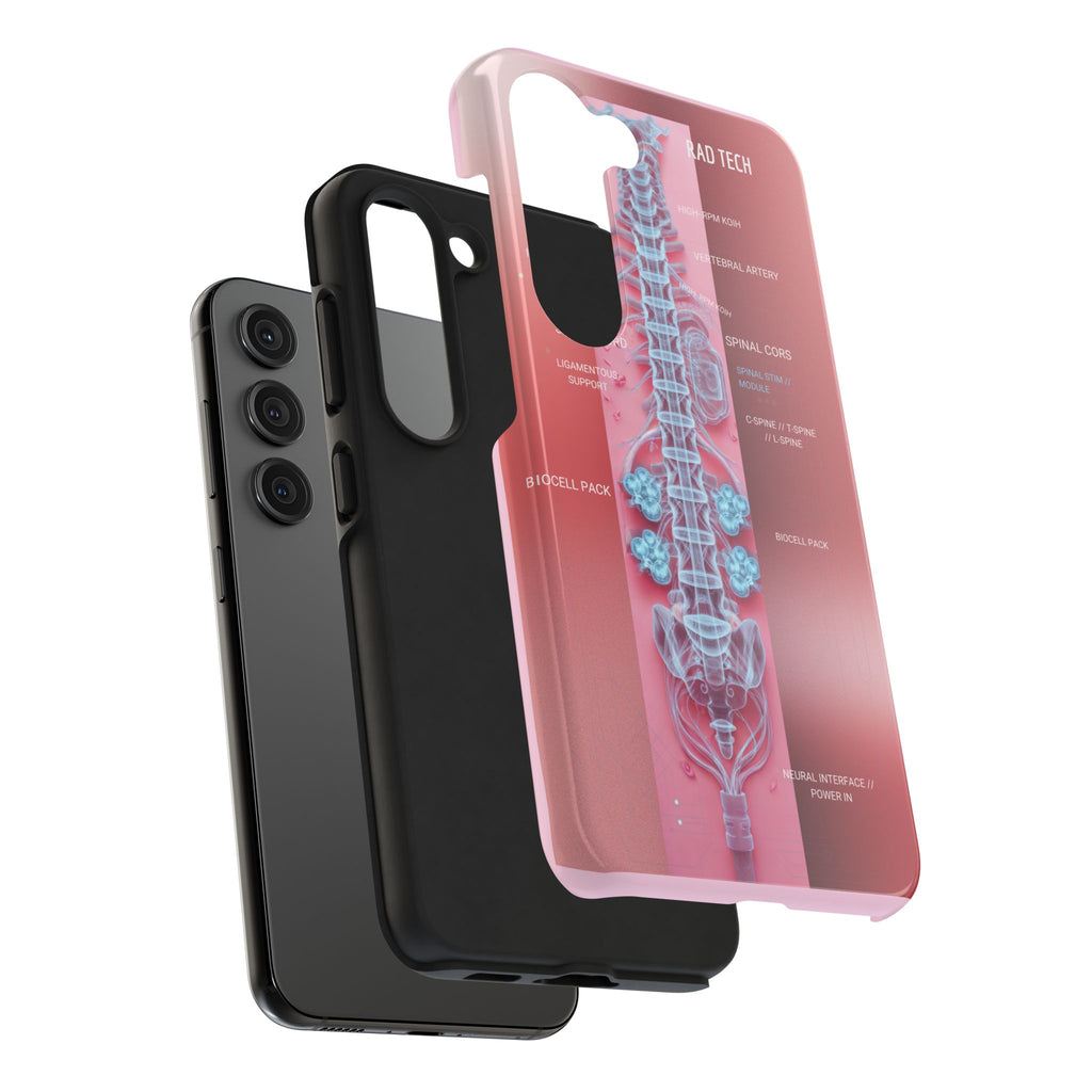Anatomical Spine Tough Phone Case — Medical X-Ray Design, ‘Spinal Cord’ Labelled
