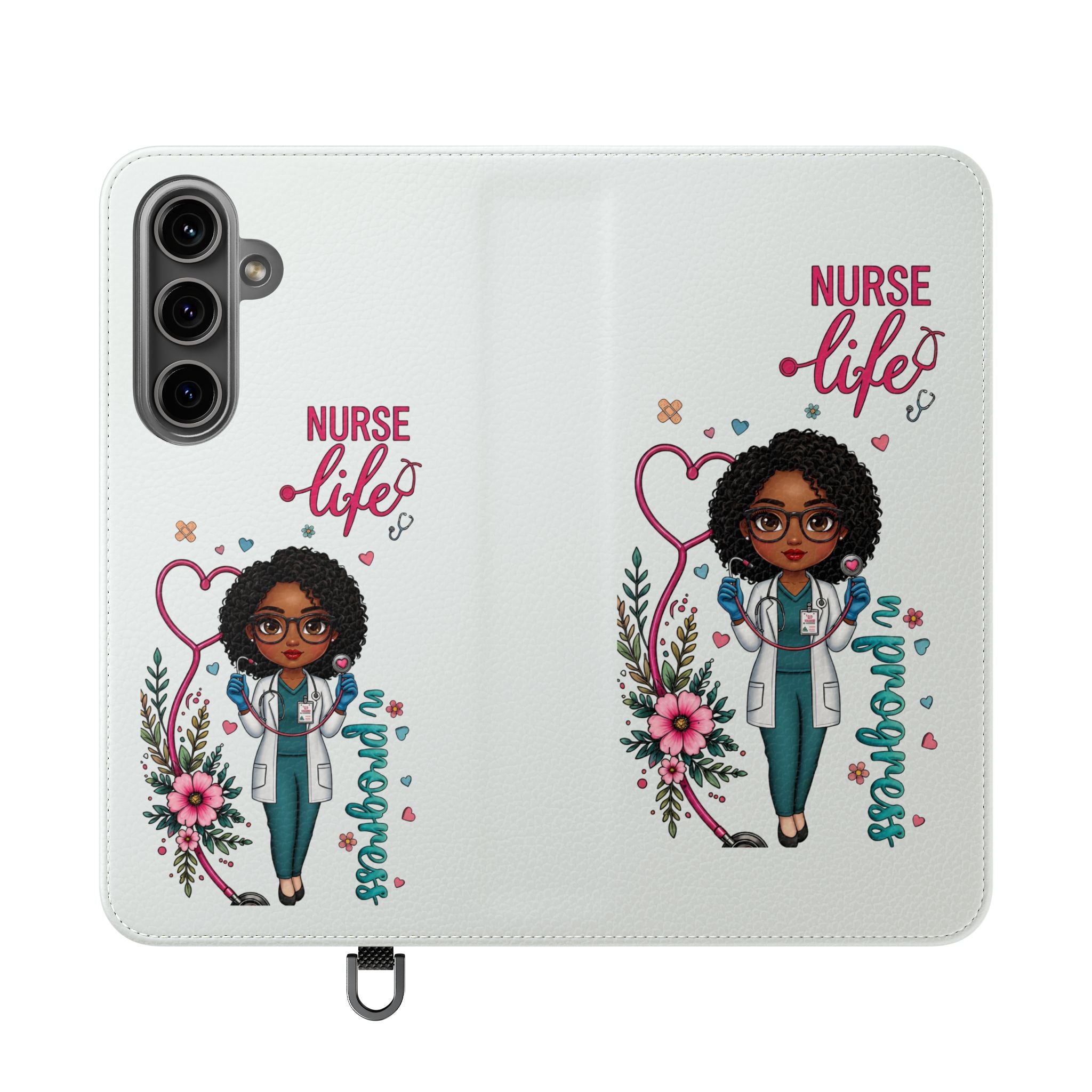 Nurse Life Floral Flip Phone Case - Medical RN Wallet Cover