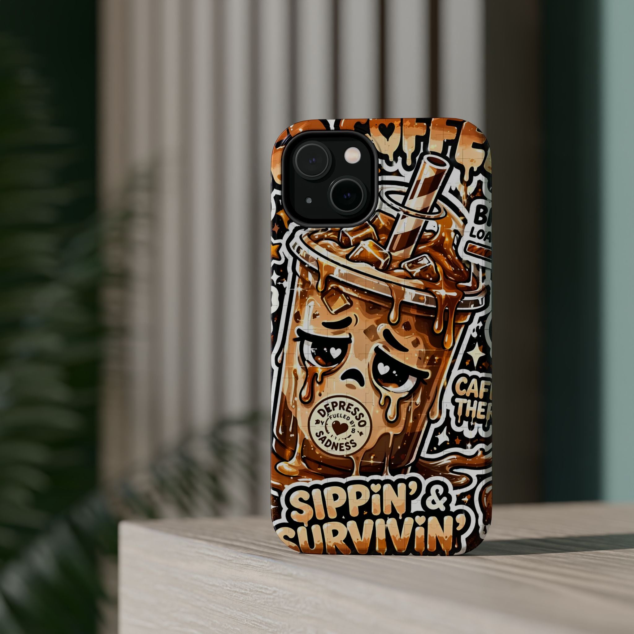 Iced Coffee Phone Case — “Sippin' & Survivin'” Magnetic Impact-Resistant Case