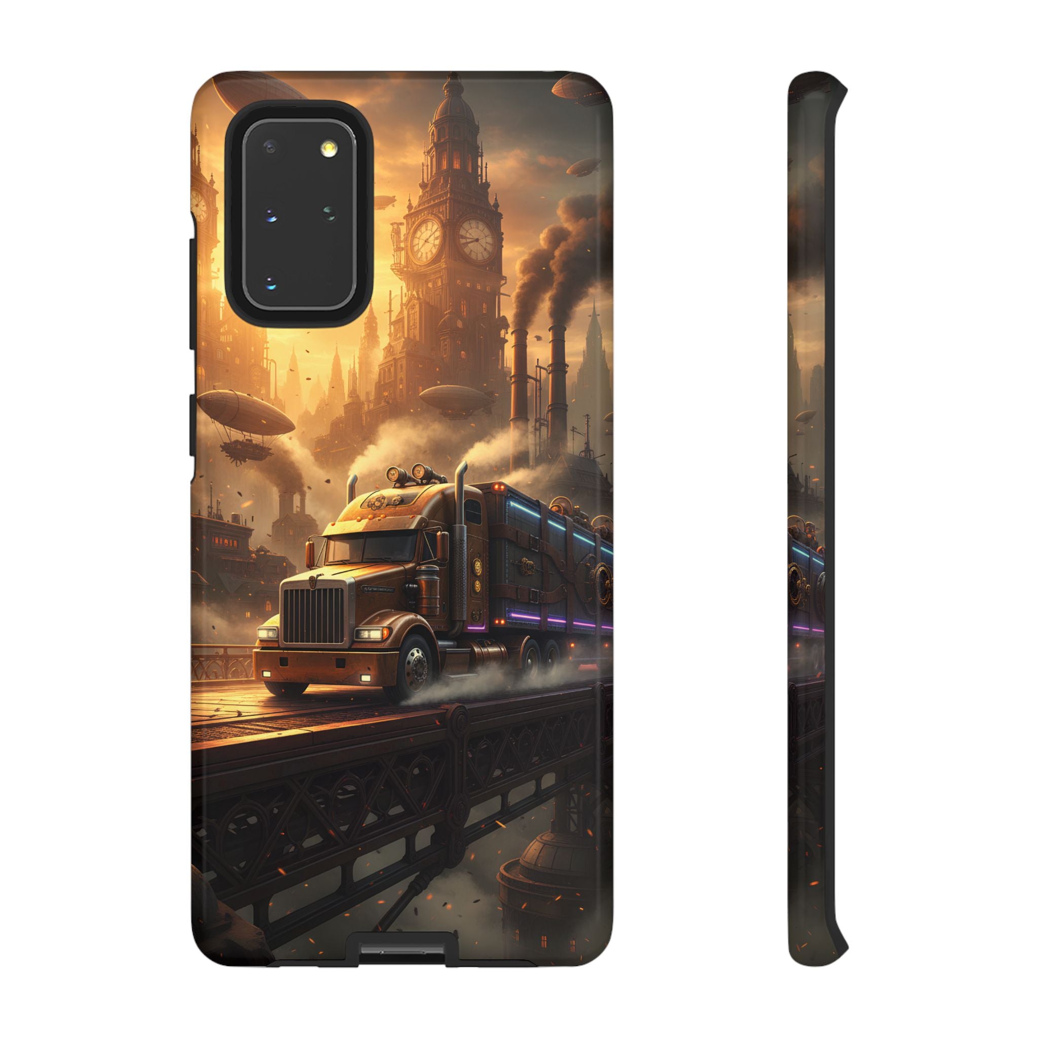 Steampunk Freightliner Phone Case — Rugged Trucking Cityscape iPhone Cover