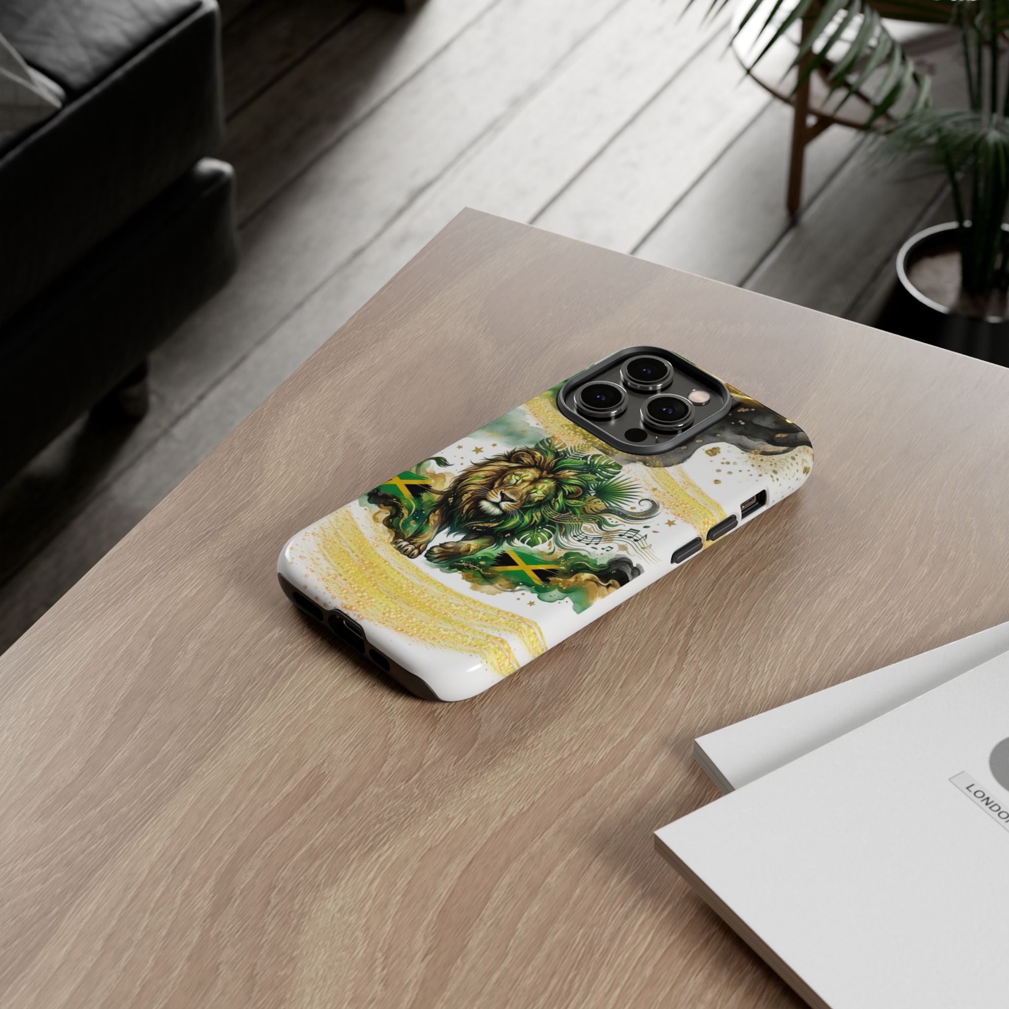 Reggae Lion Phone Case — Jamaican Flag Rasta Art Tough Phone Cover