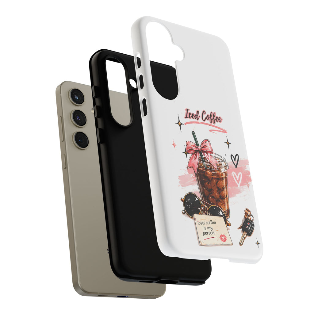 Iced Coffee Phone Case – Cute Pink Boba Design ("Iced coffee is my person")