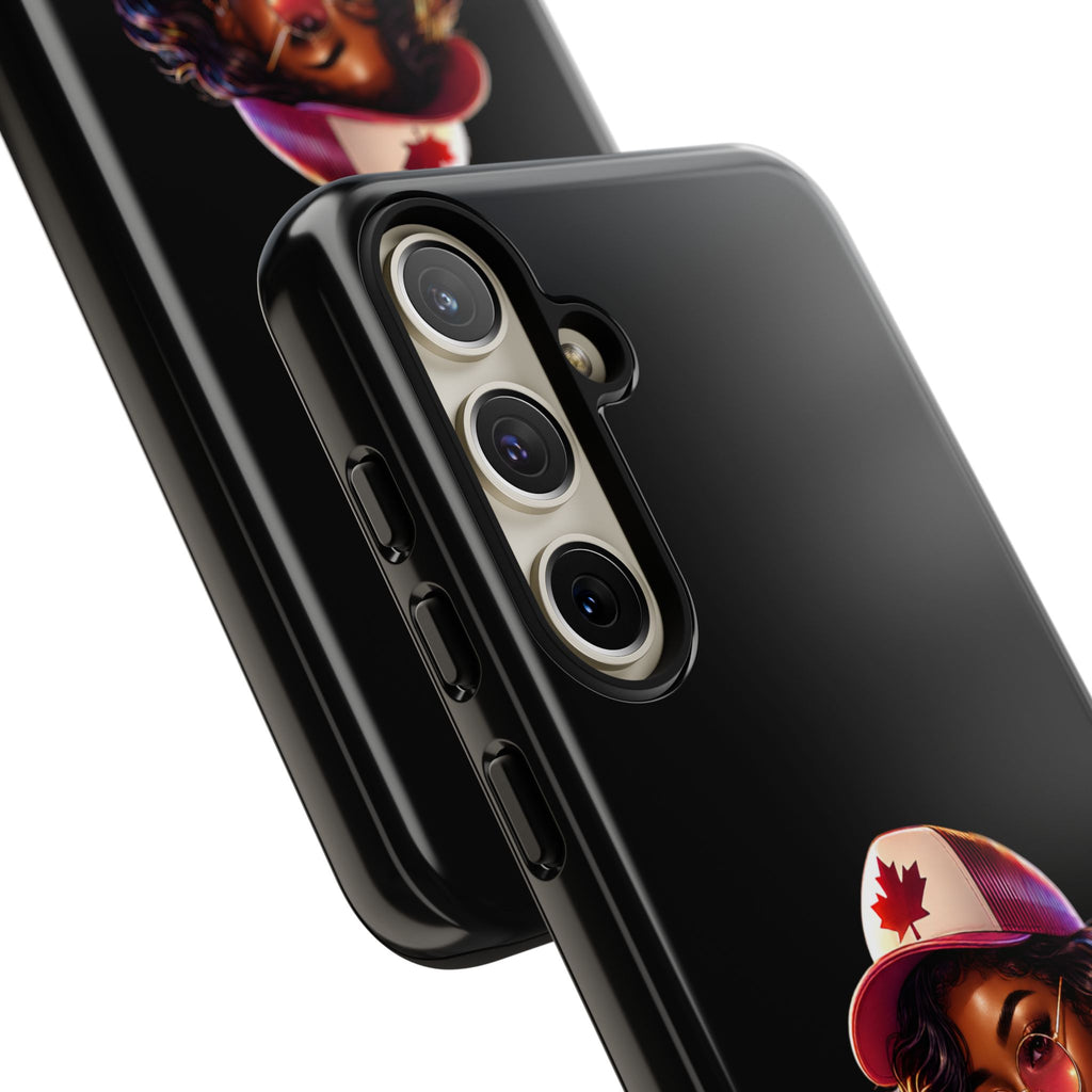 Canadian Vibes Phone Case — Afrobeat Girl with Headphones & Passport Design