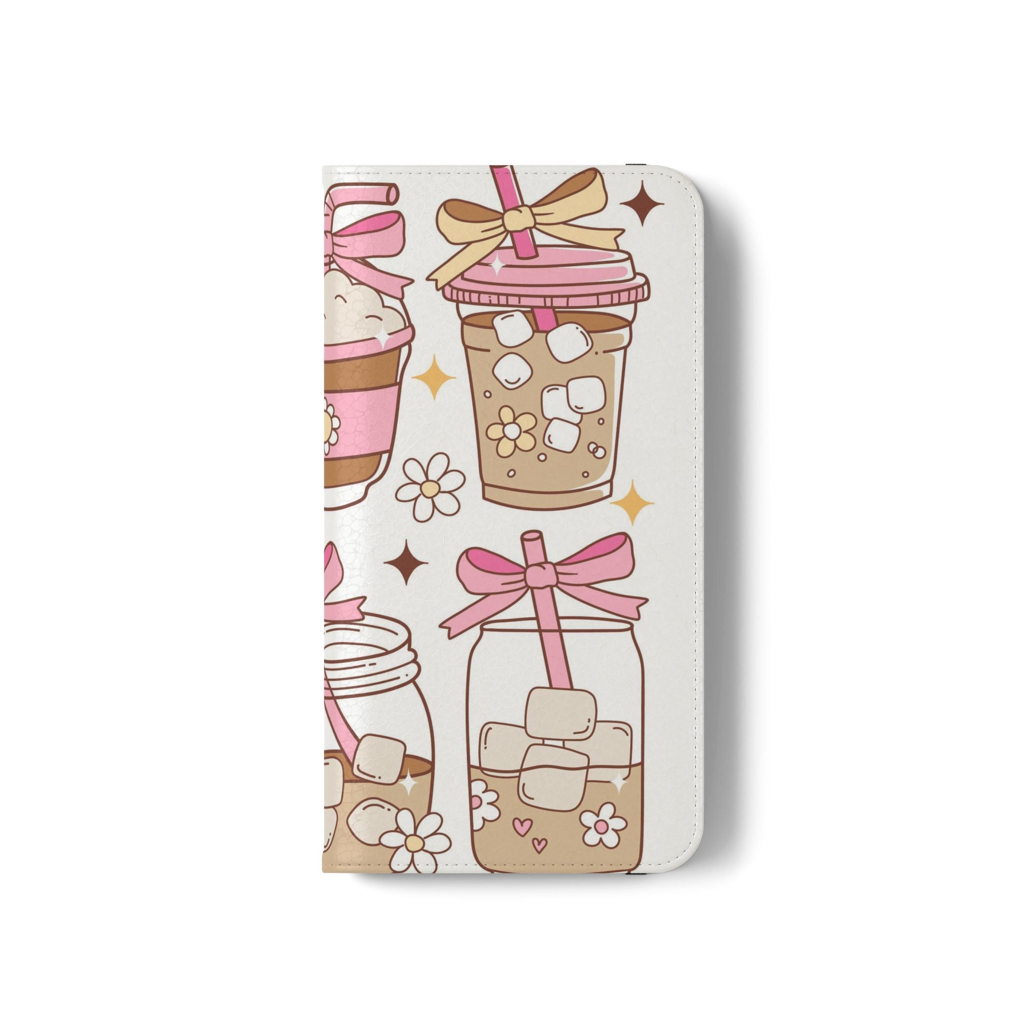 Cute Coffee & Latte Flip Phone Case – Cozy Boba & Dessert Wallet Cover