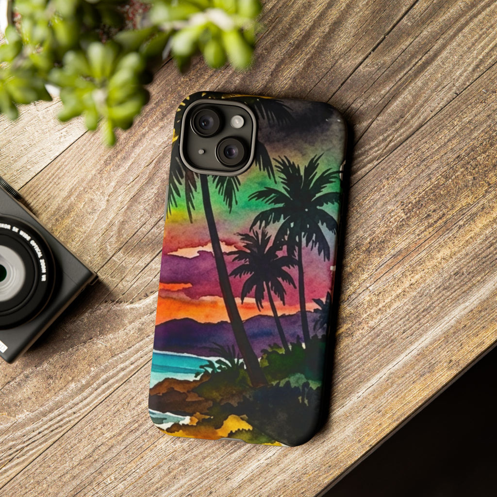 Tropical Sunset Phone Case – Palm Tree Beach Protective Cover