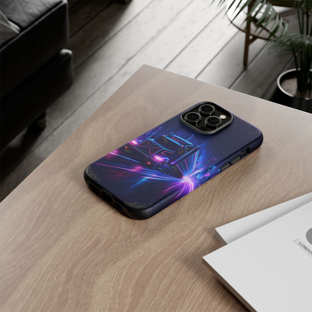 Neon Retro Rig Phone Case — Trucker Semi Truck Nightscape Protective Case
