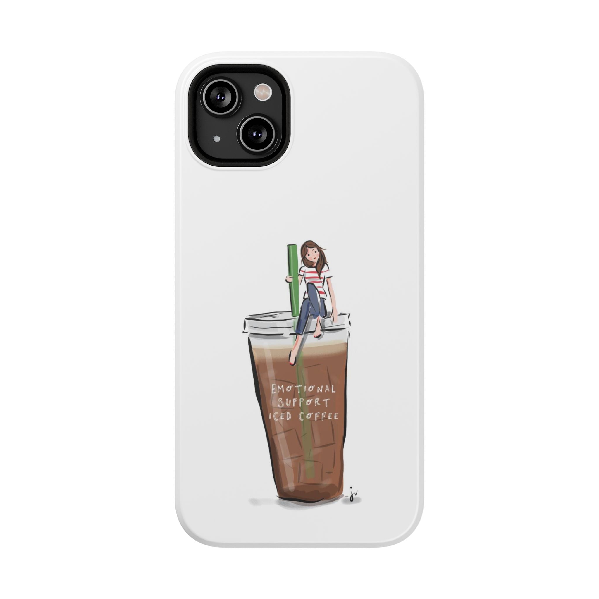 Iced Coffee & Me Phone Case — Cute Illustration 'Emotional Support Iced Coffee' Impact-Resistant Case