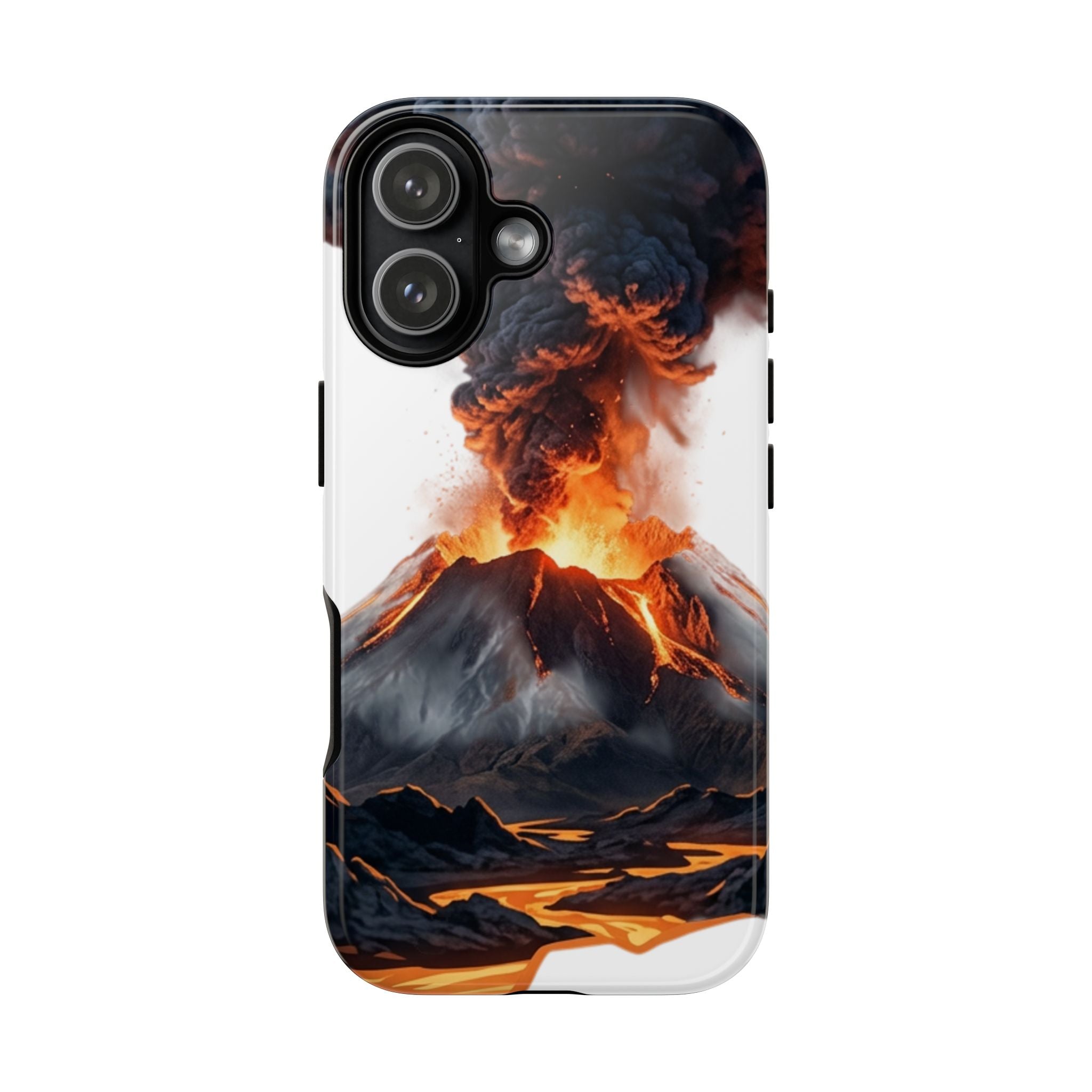 Volcano Eruption Tough Phone Case — Fiery Lava Protective Cover