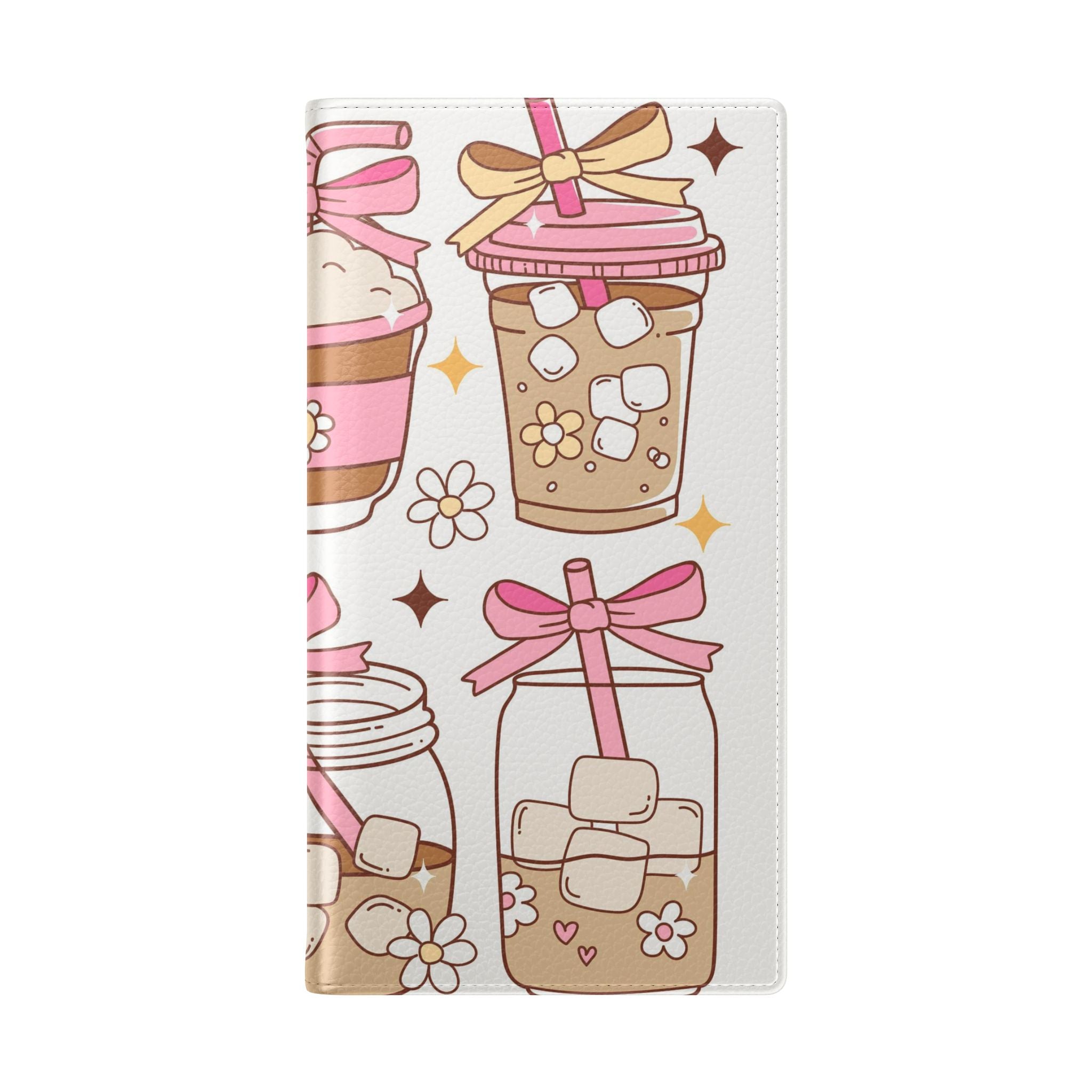 Cute Coffee & Latte Flip Phone Case – Cozy Boba & Dessert Wallet Cover