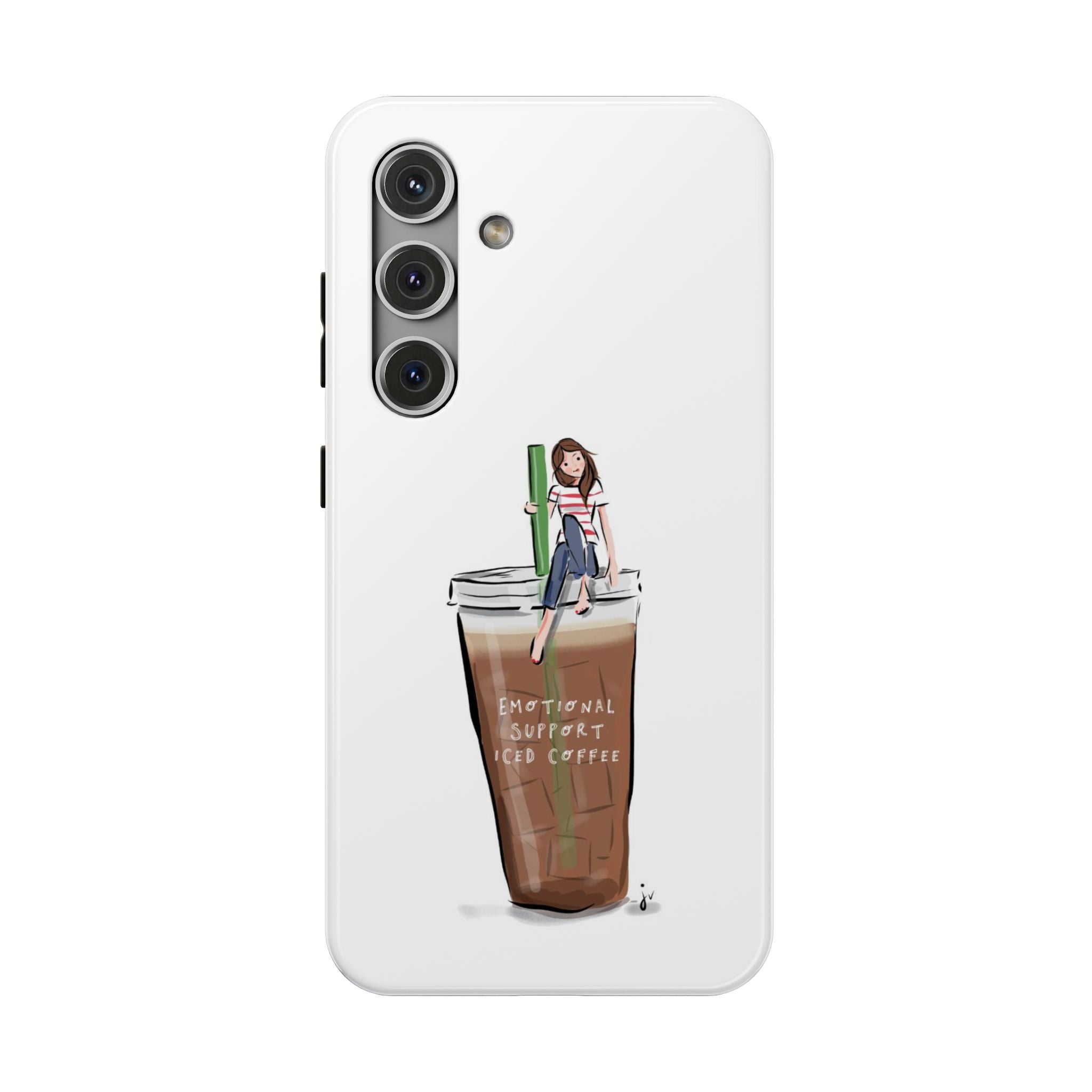 Iced Coffee & Me Phone Case — Cute Illustration 'Emotional Support Iced Coffee' Impact-Resistant Case