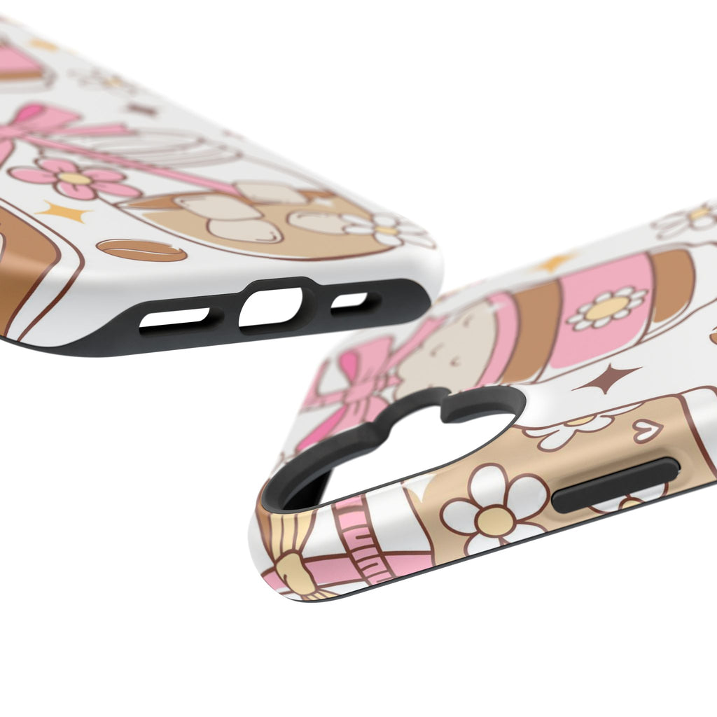 Cute Pink Coffee & Latte Pattern Impact Phone Case