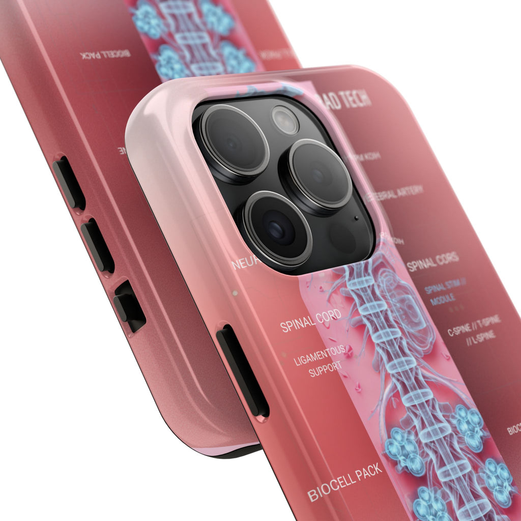 Anatomical Spine Tough Phone Case — Medical X-Ray Design, ‘Spinal Cord’ Labelled