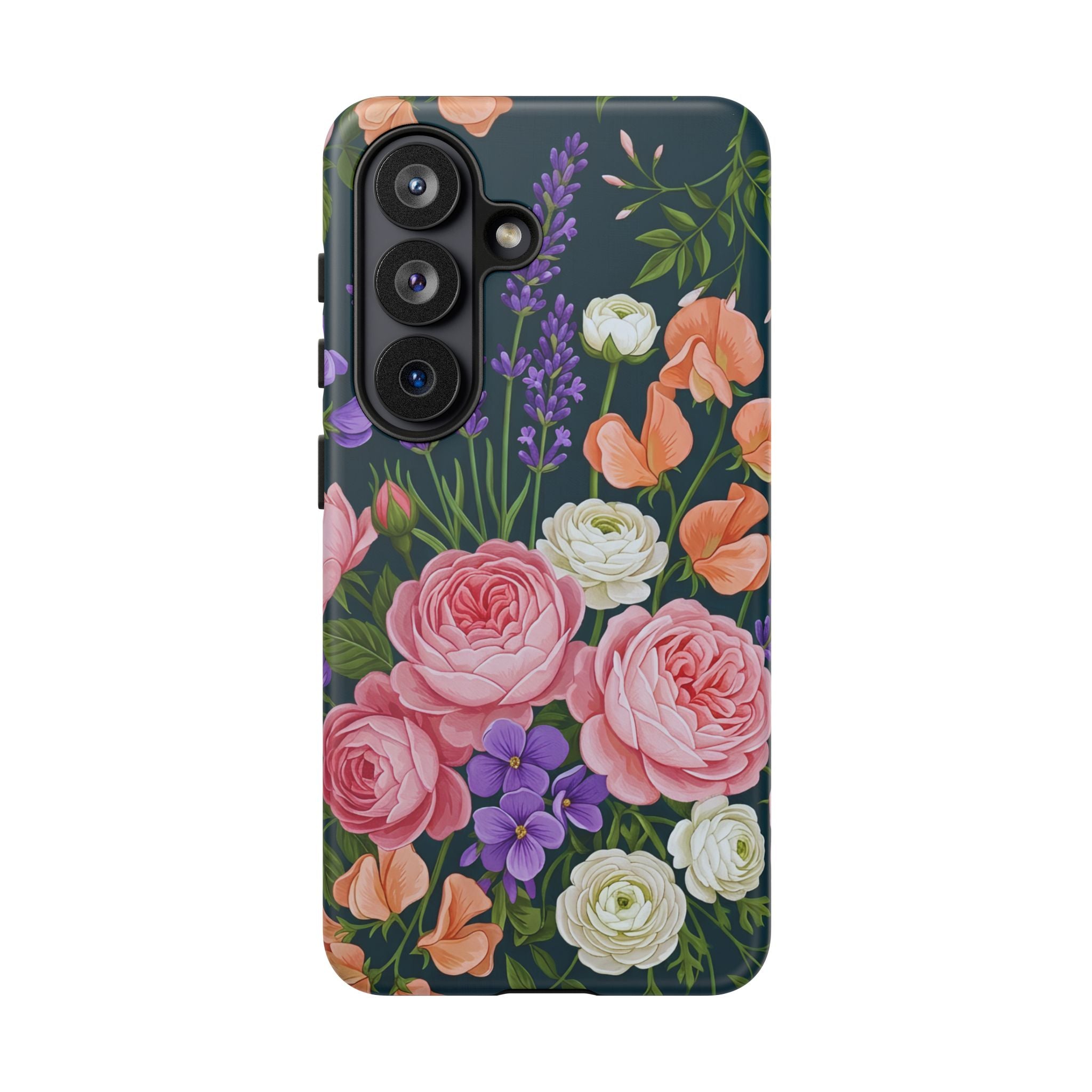 Floral Bouquet Phone Case — Vintage Roses & Lavender Protective Cover