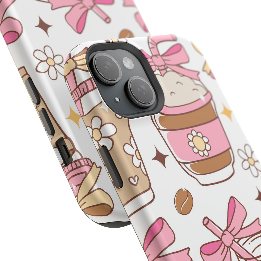 Cute Pink Coffee & Latte Pattern Impact Phone Case