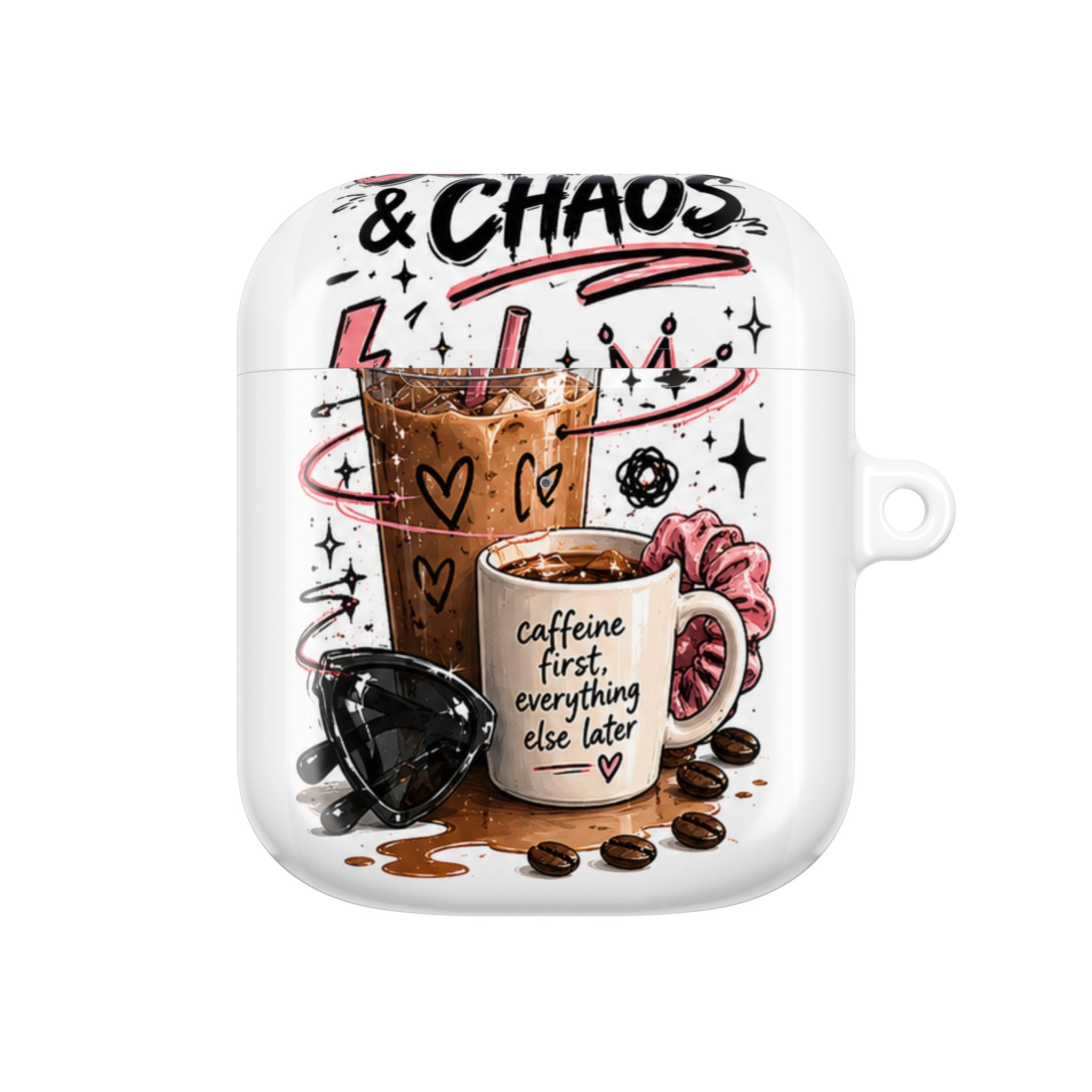 Coffee Lover AirPod Case — “Caffeine First, Everything Else Later” Protective Case