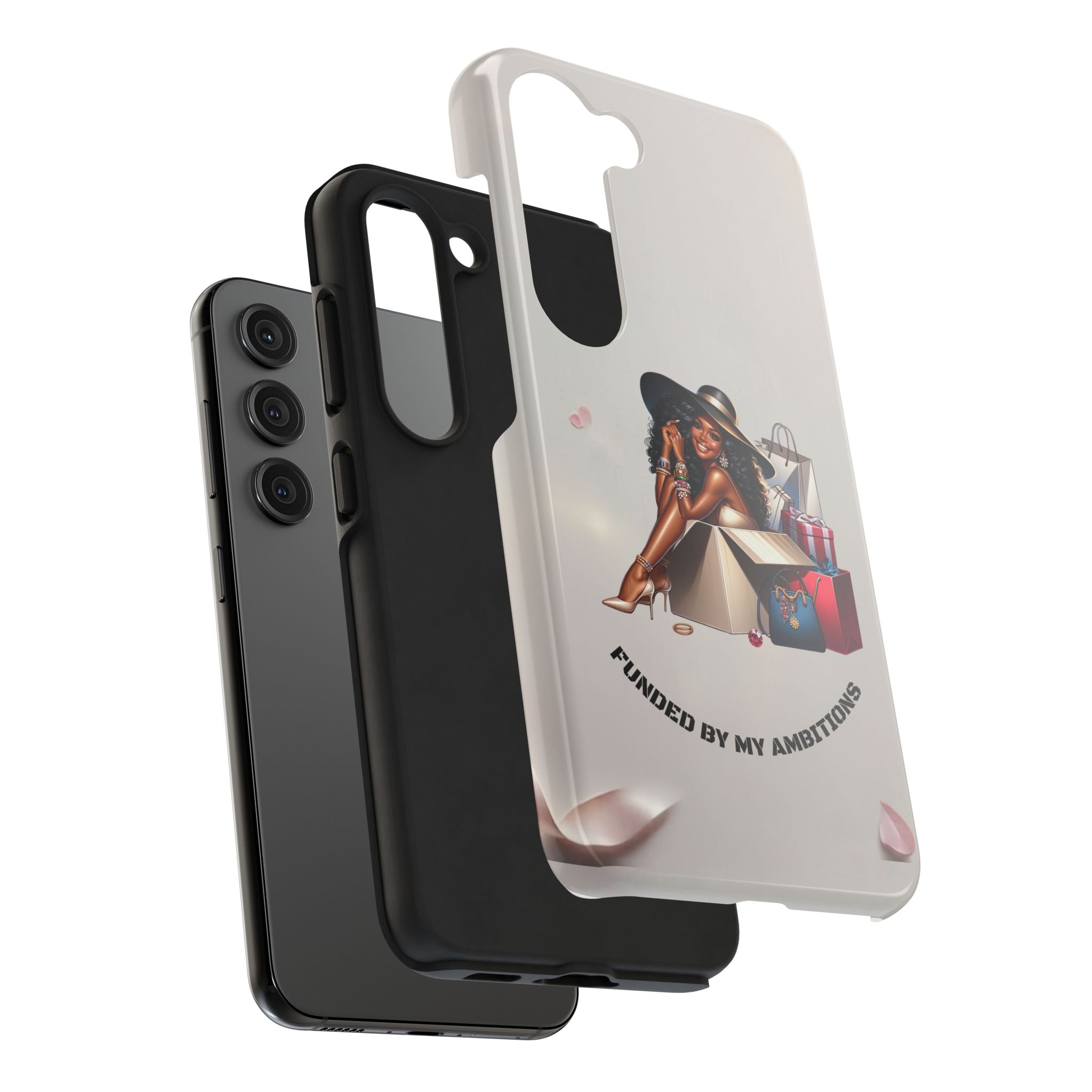 Chic Shopper Tough Phone Case — Stylish Black Woman with Shopping Bags
