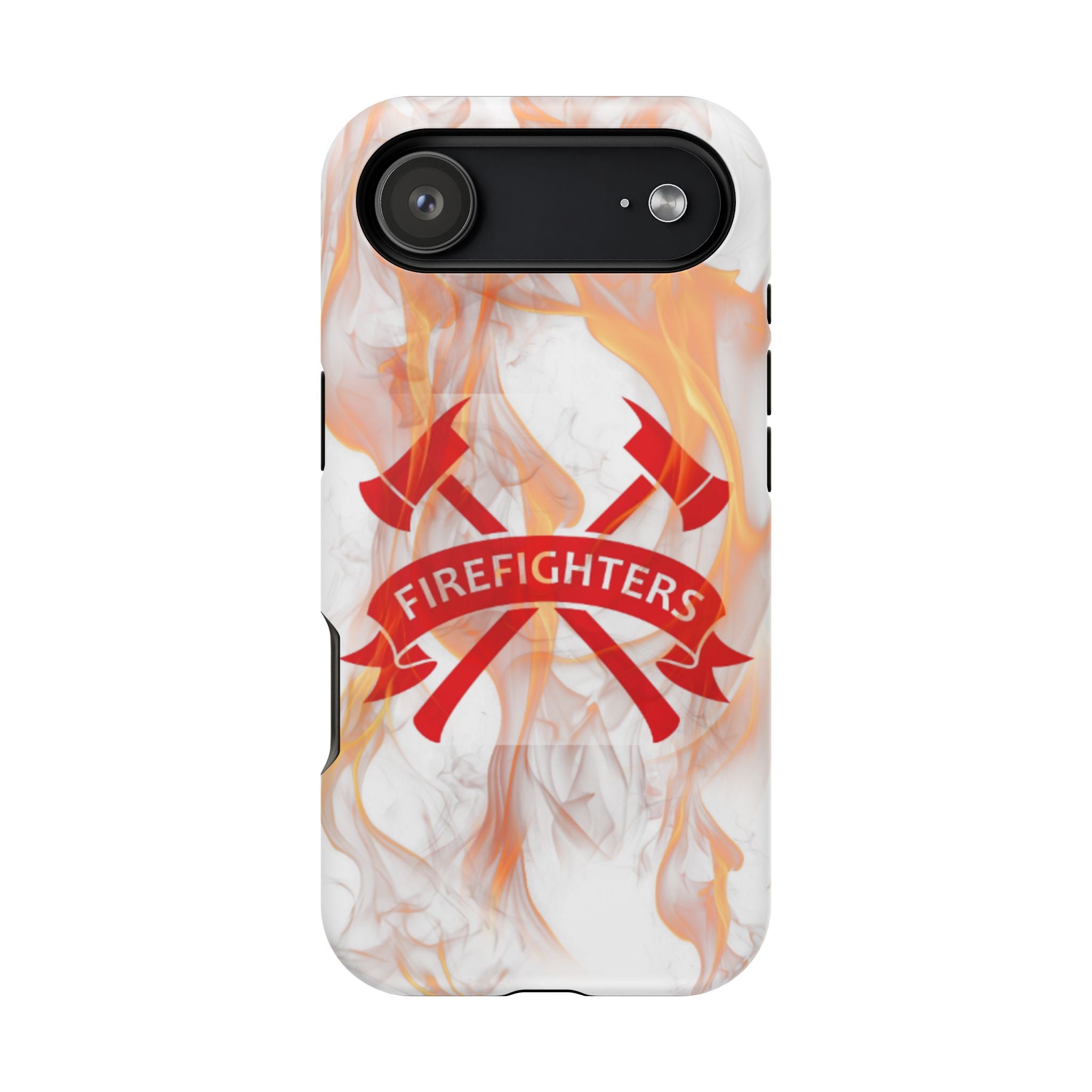 Firefighters Magnetic Impact-Resistant Phone Case — Flame Design with Maltese Cross