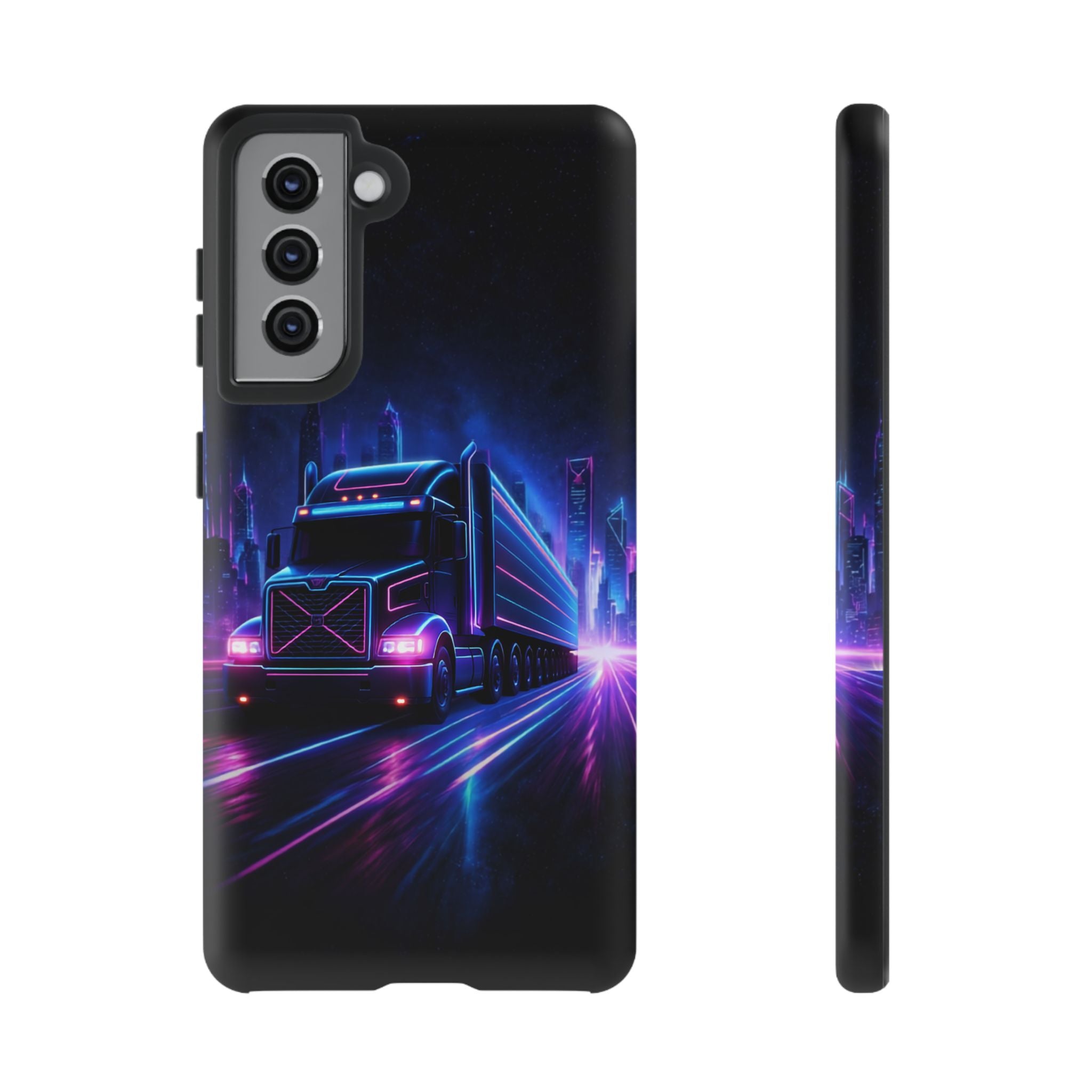 Neon Retro Rig Phone Case — Trucker Semi Truck Nightscape Protective Case