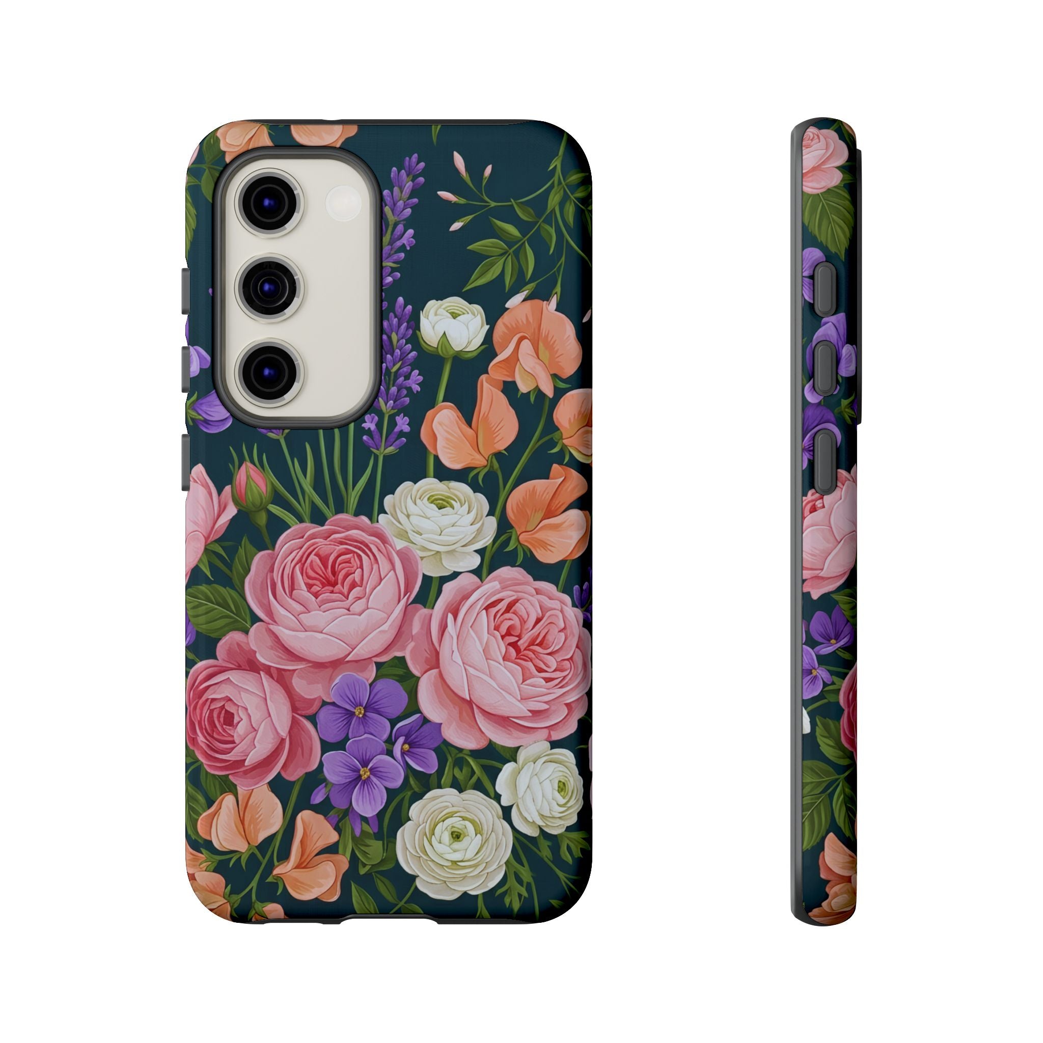 Floral Bouquet Phone Case — Vintage Roses & Lavender Protective Cover