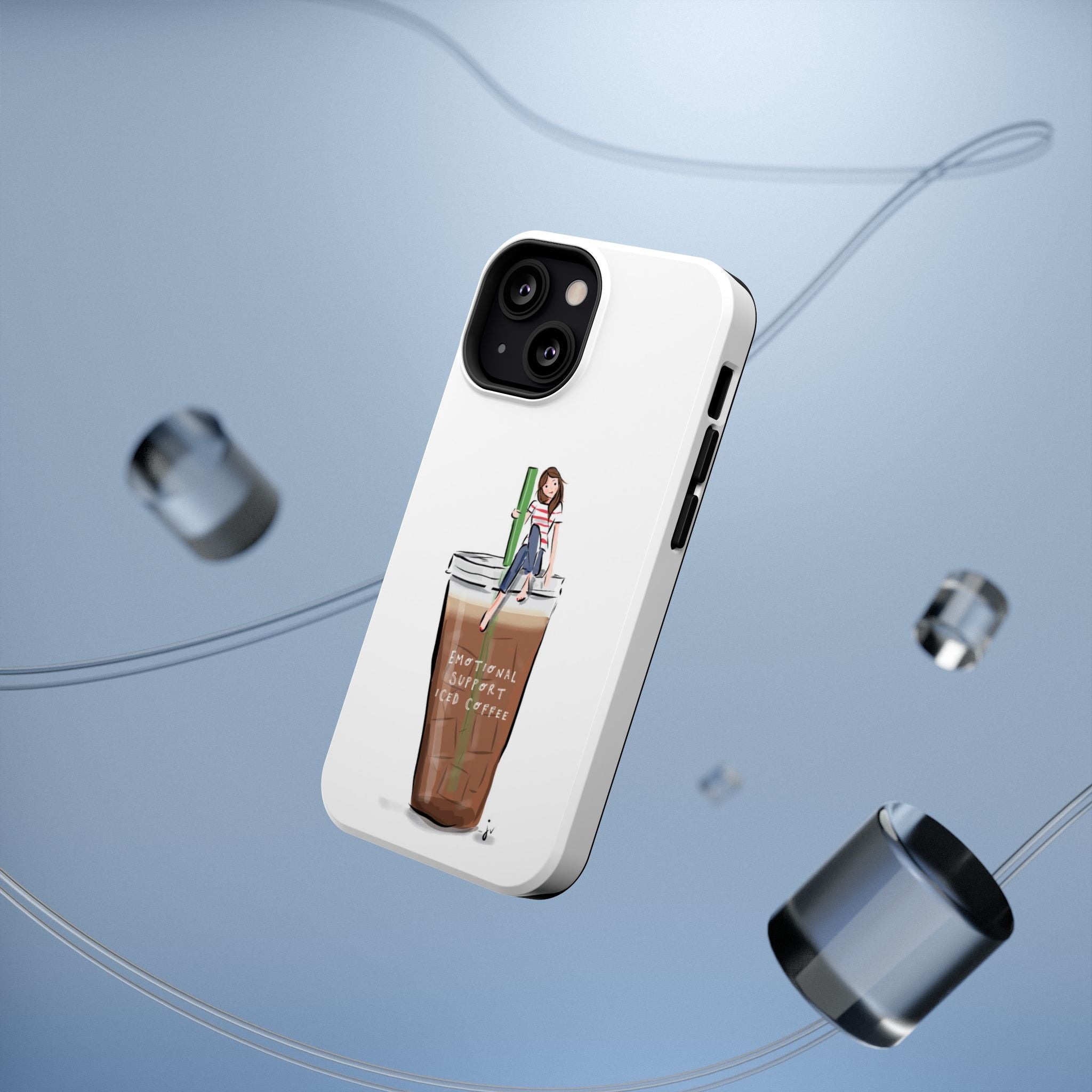 Iced Coffee & Me Phone Case — Cute Illustration 'Emotional Support Iced Coffee' Impact-Resistant Case
