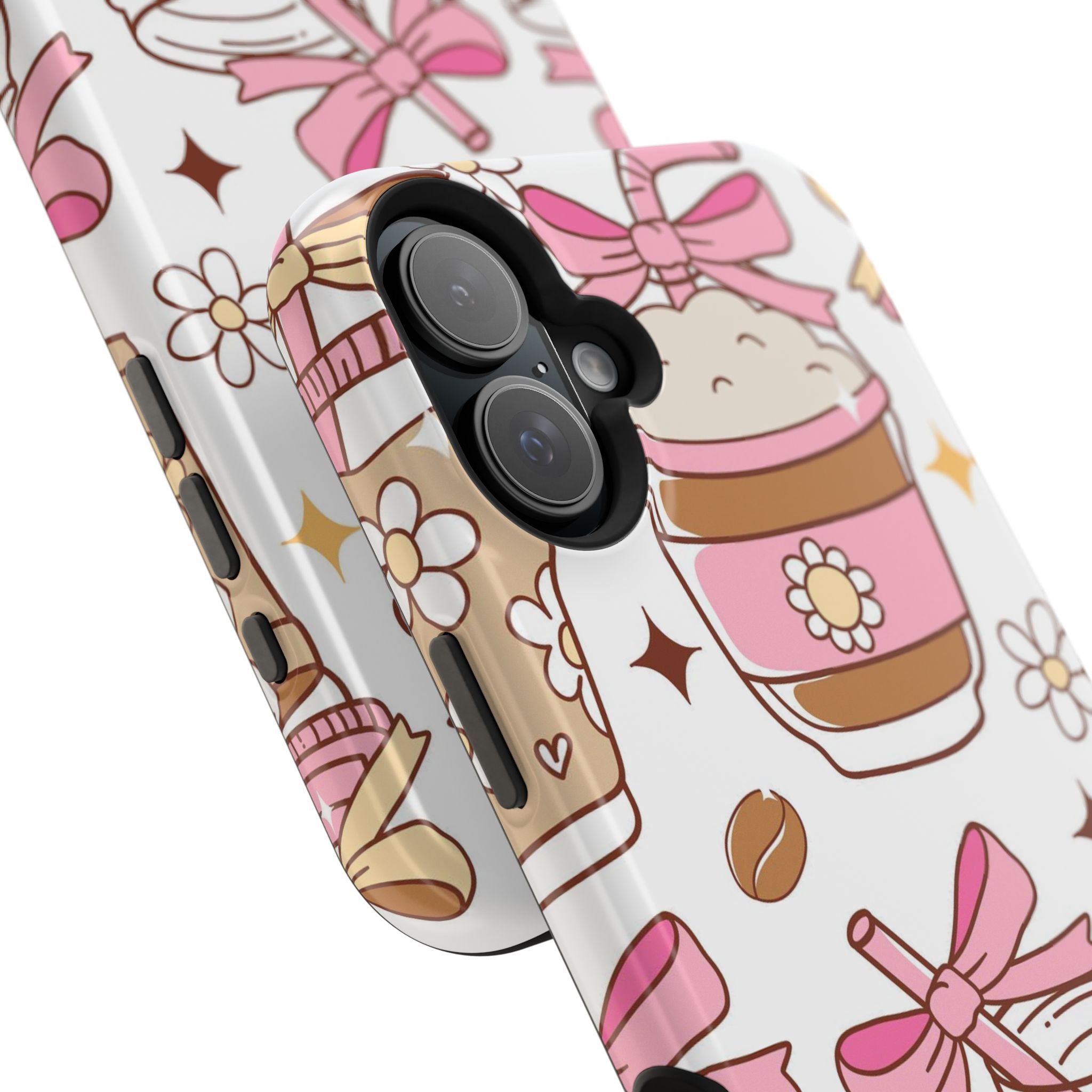 Cute Pink Coffee & Latte Pattern Impact Phone Case