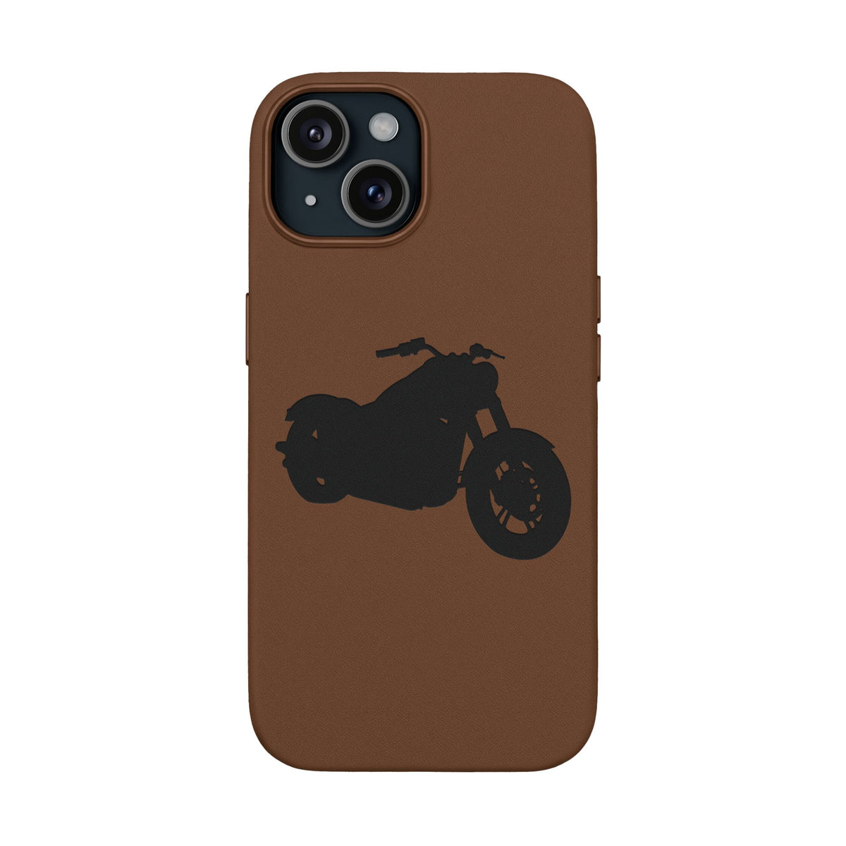 Engraved PU Leather Phone Case — Motorcycle Silhouette