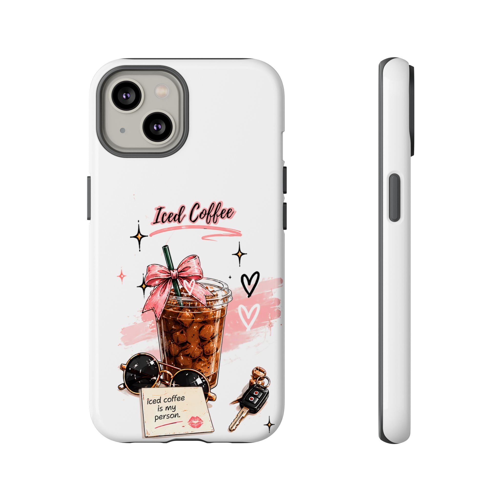 Iced Coffee Phone Case – Cute Pink Boba Design ("Iced coffee is my person")