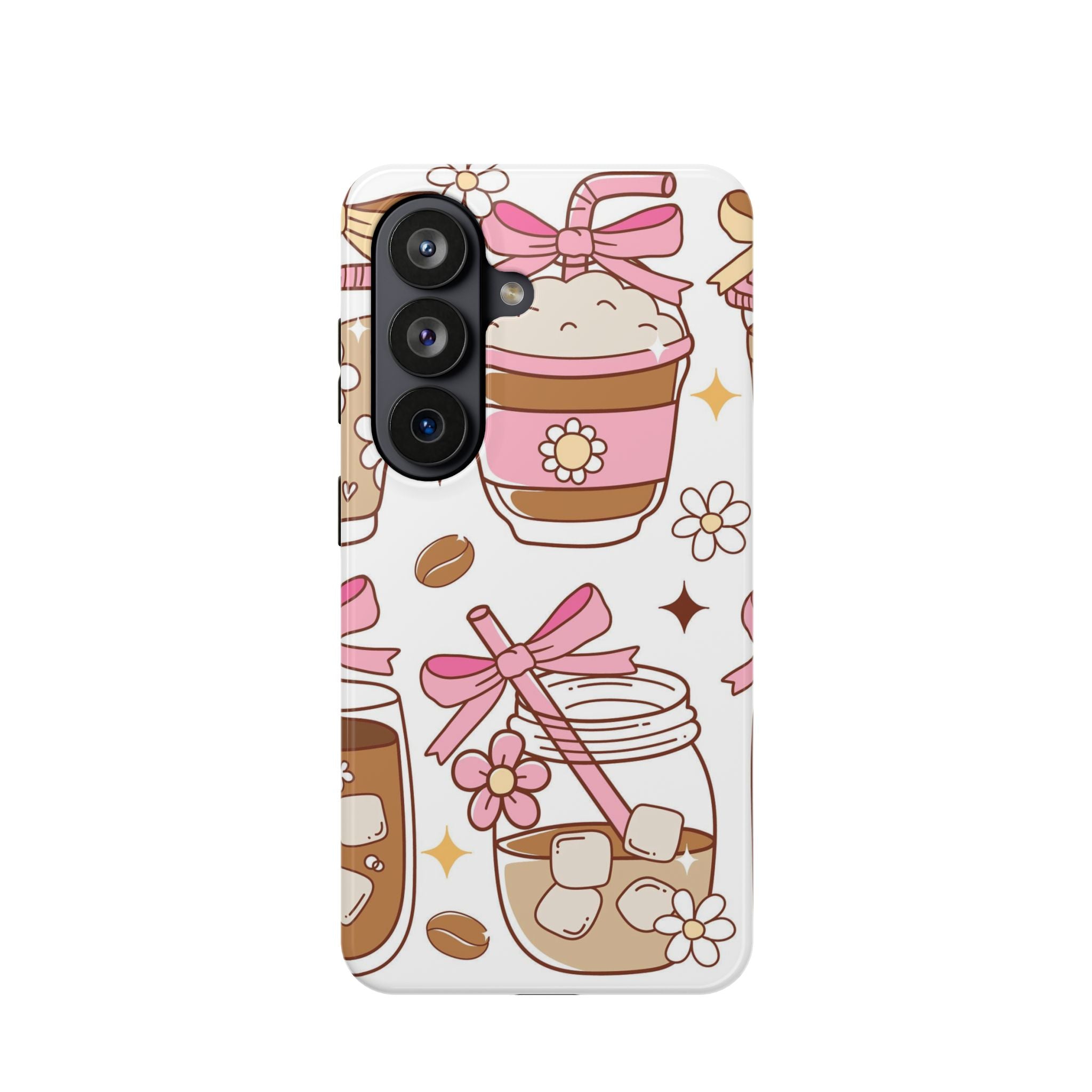 Cute Pink Coffee & Latte Pattern Impact Phone Case