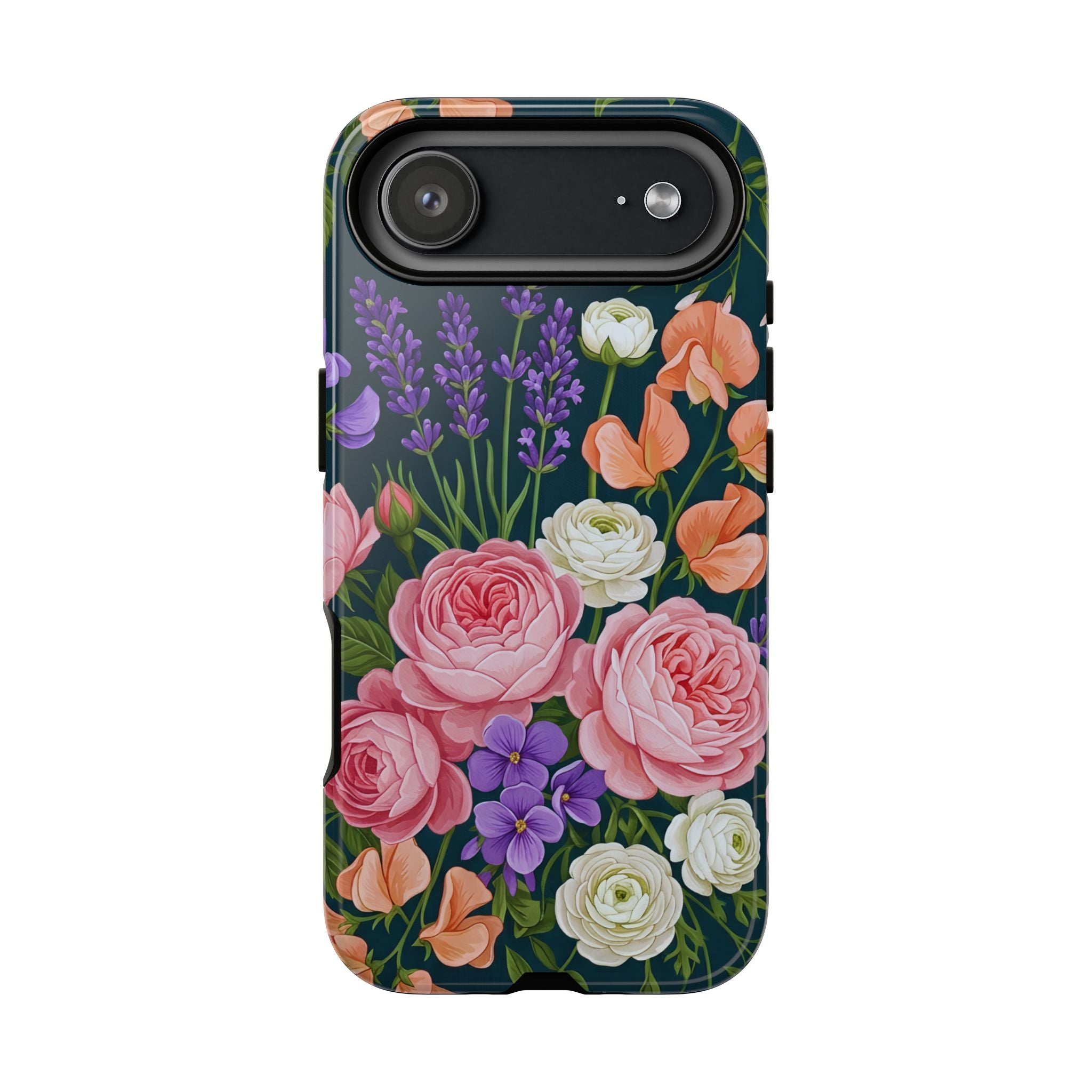 Floral Bouquet Phone Case — Vintage Roses & Lavender Protective Cover