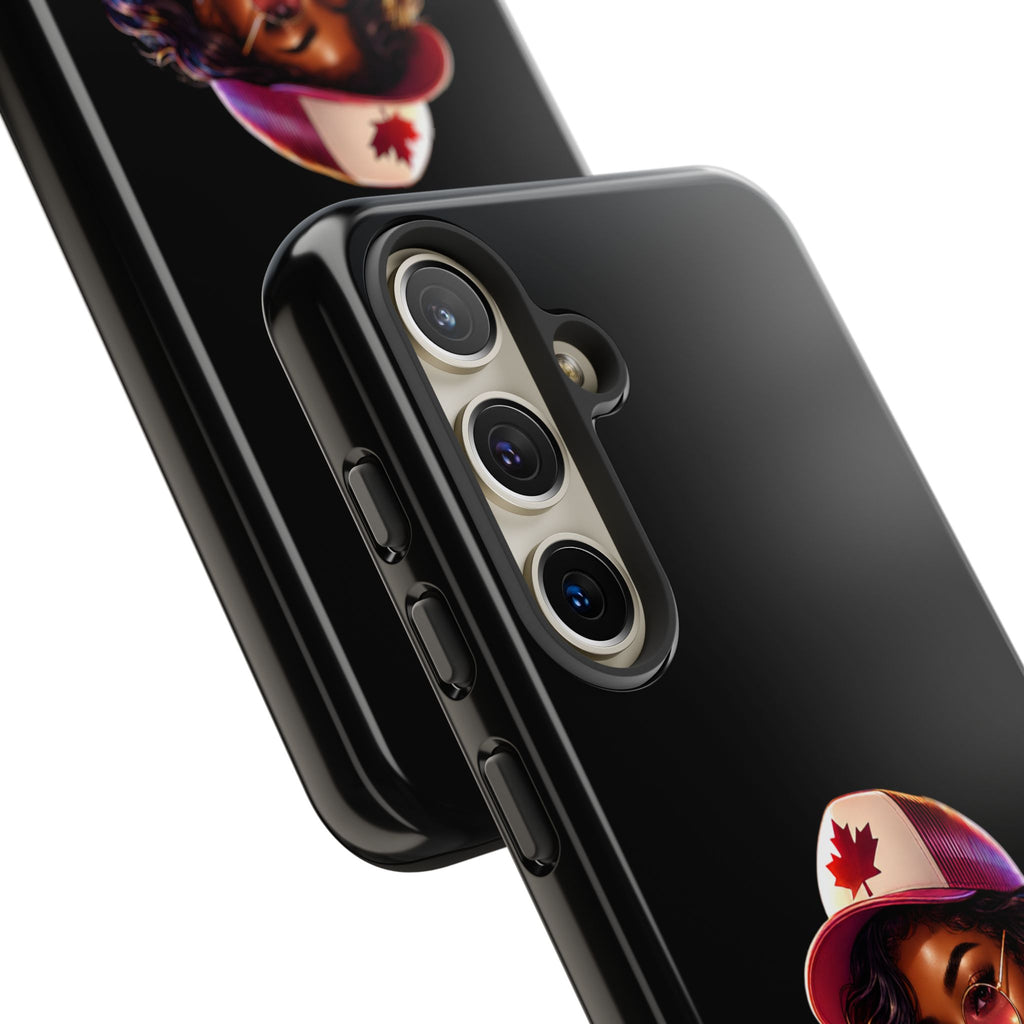 Canadian Vibes Phone Case — Afrobeat Girl with Headphones & Passport Design