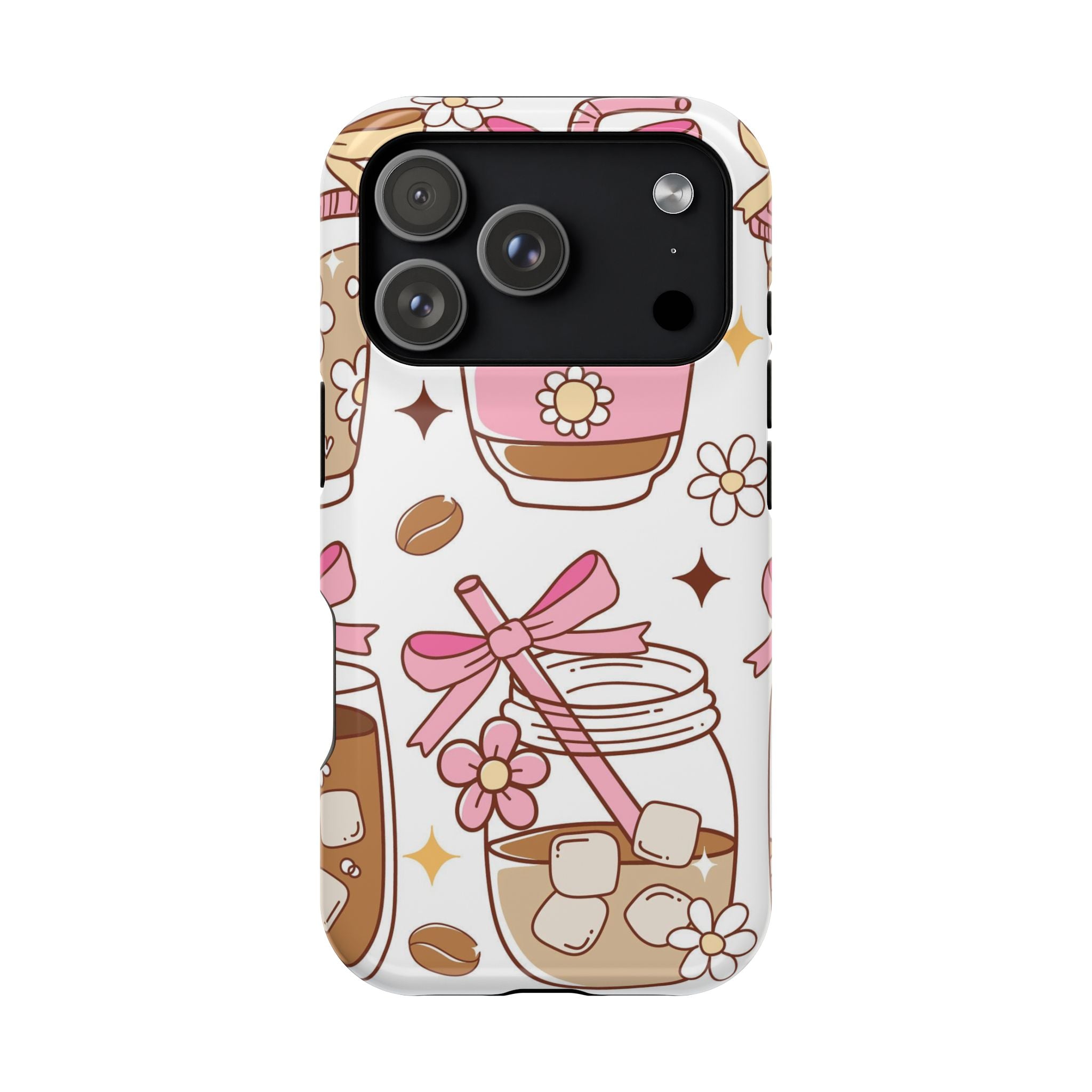 Cute Pink Coffee & Latte Pattern Impact Phone Case