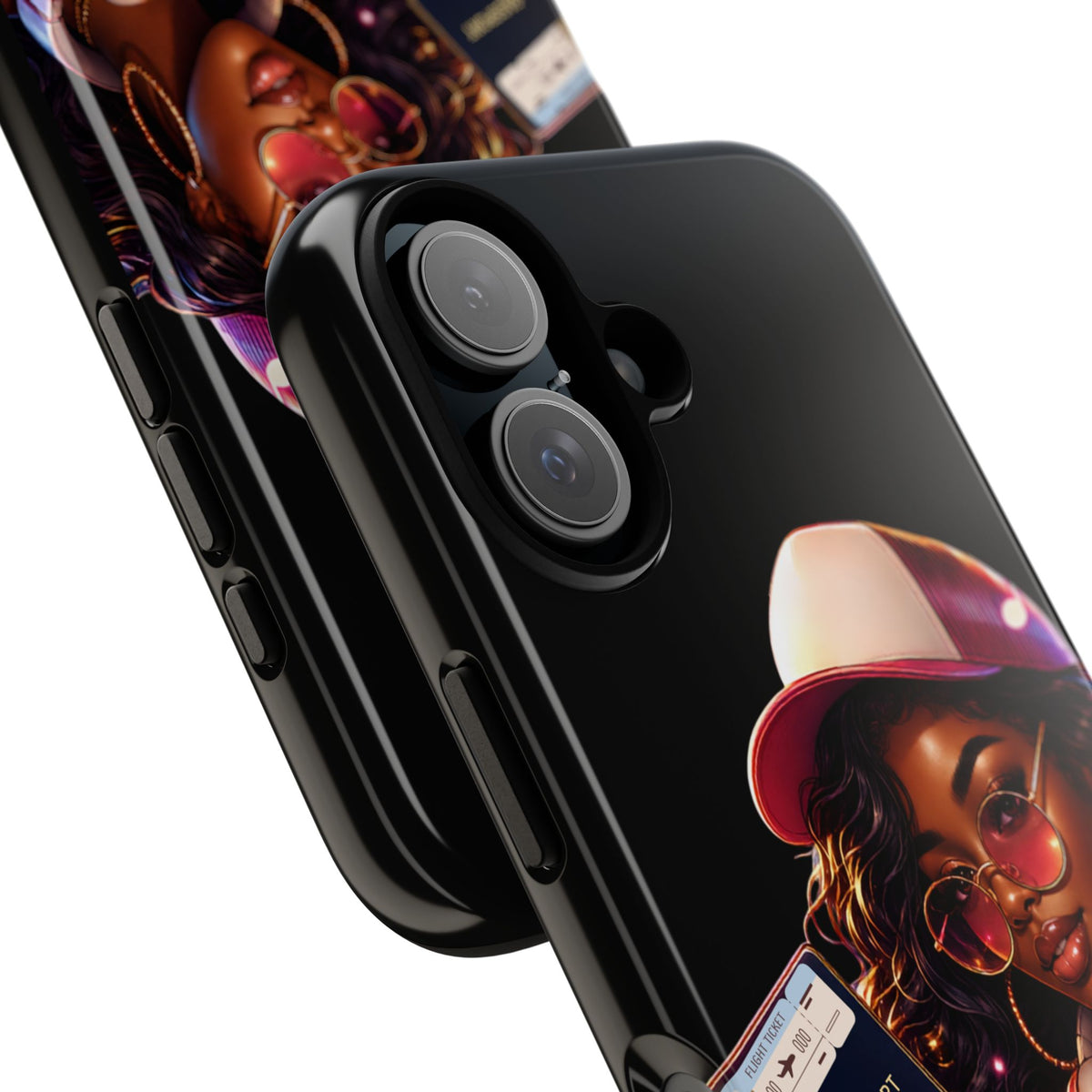 Tough Case – Stylized Urban Girl Phone Case with Headphones & Passport