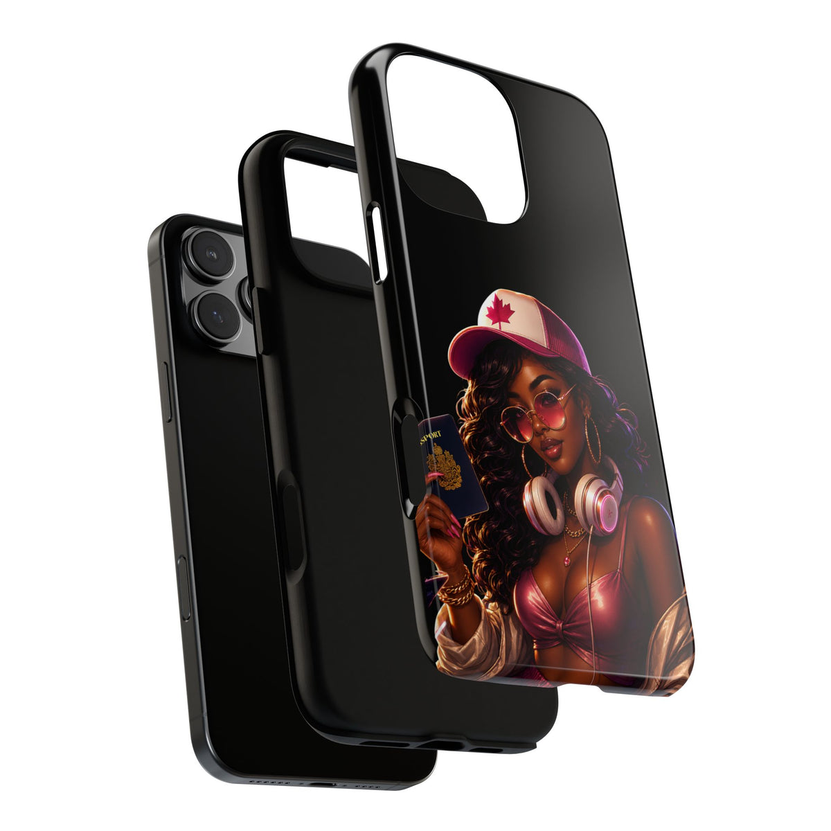 Phone Case - Cool Urban Woman with Headphones & Maple Hat