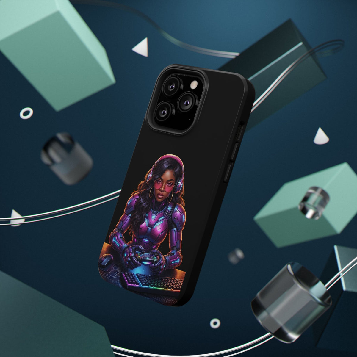 Gamer Girl Cyber Armor Phone Case — Impact‑Resistant Protective Cover