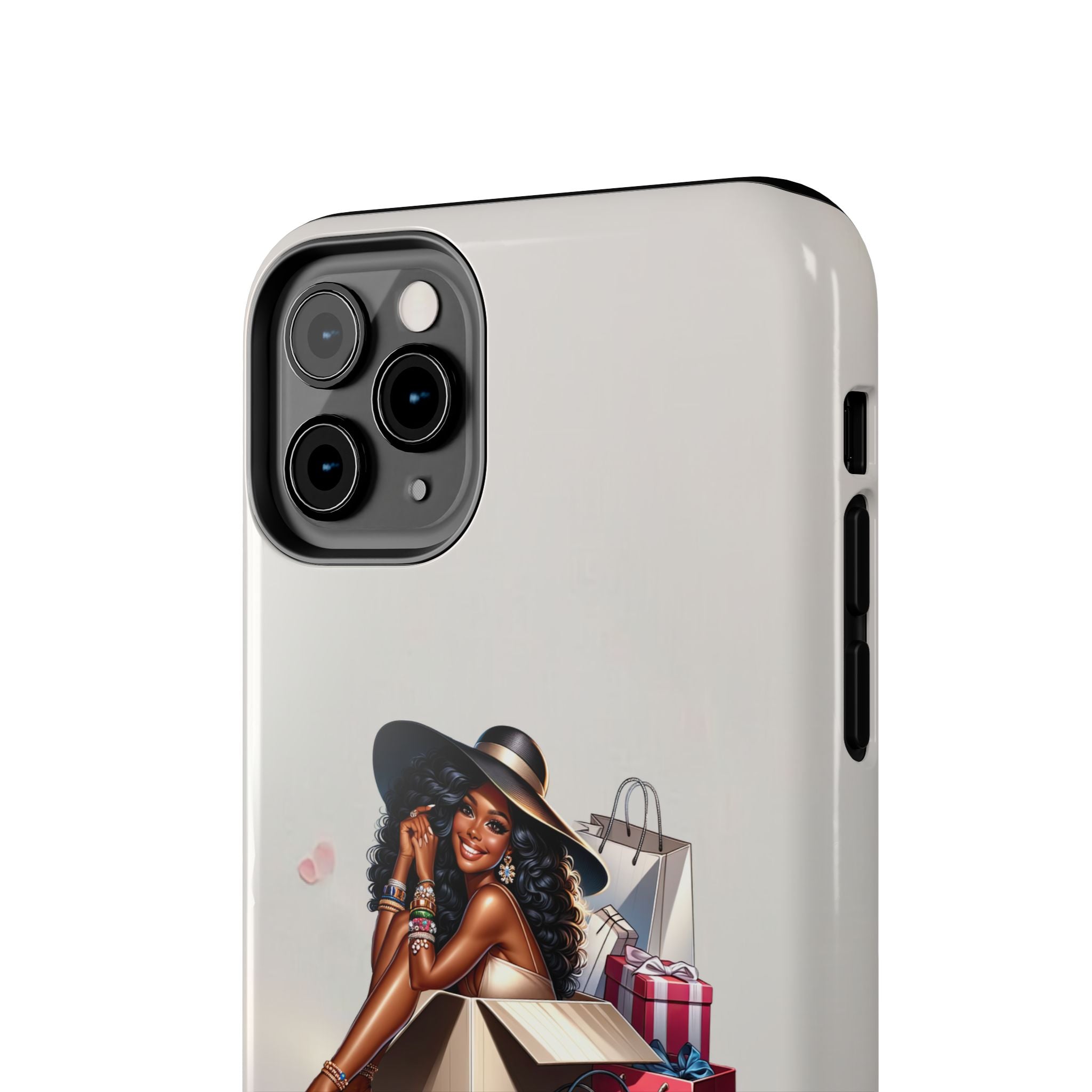 Chic Shopper Tough Phone Case — Stylish Black Woman with Shopping Bags