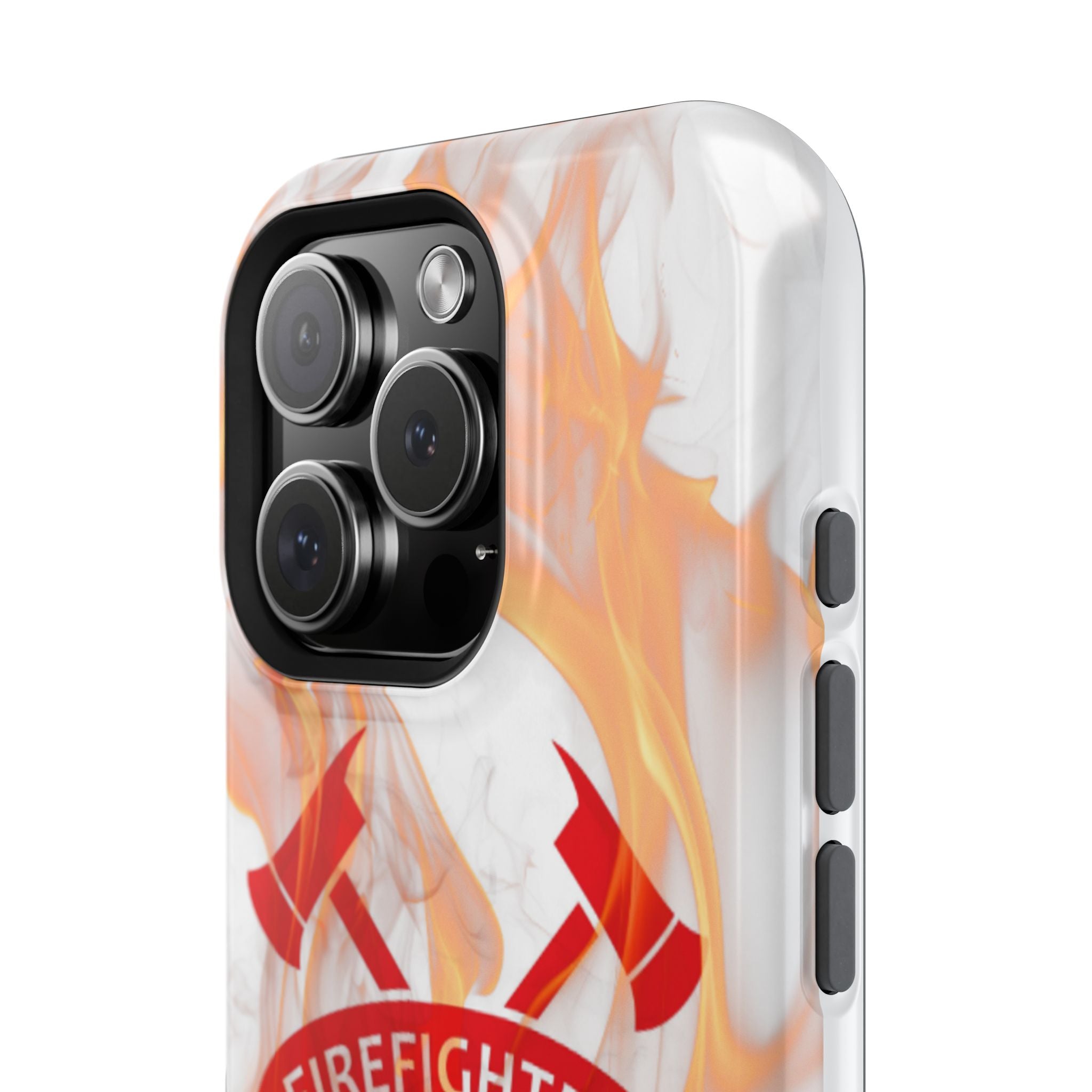 Firefighters Magnetic Impact-Resistant Phone Case — Flame Design with Maltese Cross
