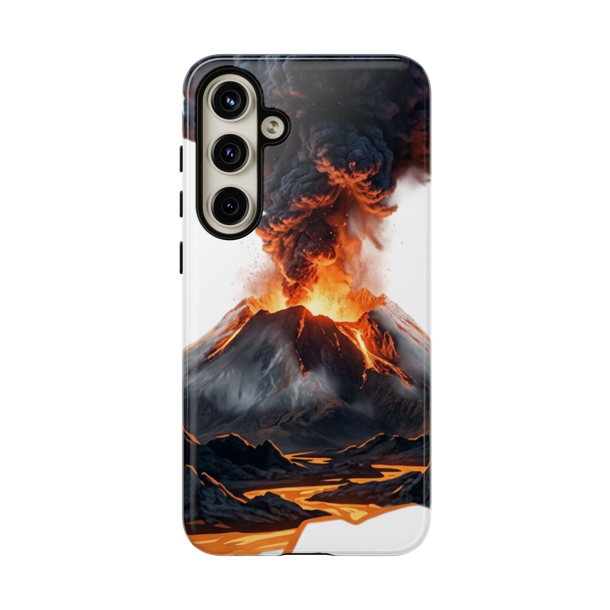 Volcano Eruption Tough Phone Case — Fiery Lava Protective Cover