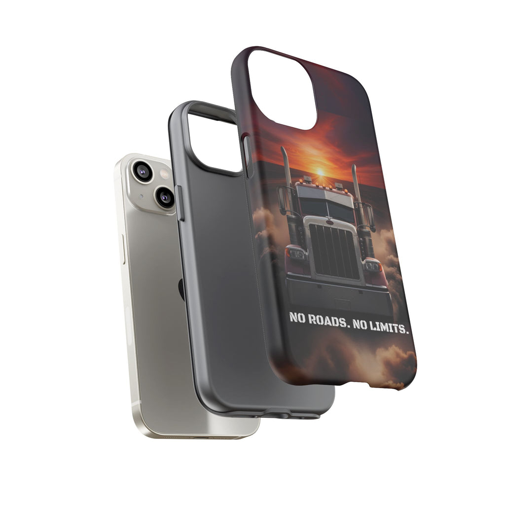 Truck Phone Case — "No Roads. No Limits." Sunset Semi Truck Protective Case