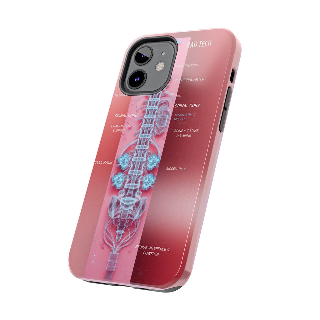 Anatomical Spine Tough Phone Case — Medical X-Ray Design, ‘Spinal Cord’ Labelled