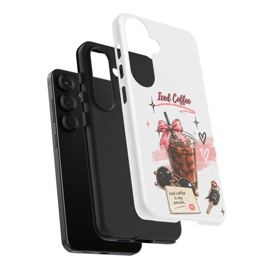 Iced Coffee Phone Case – Cute Pink Boba Design ("Iced coffee is my person")