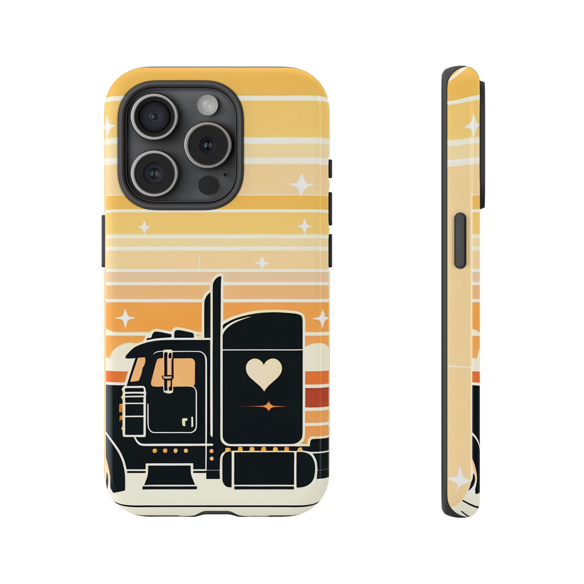 Trucker Heart Phone Case — Retro Semi Truck Protective Phone Cover