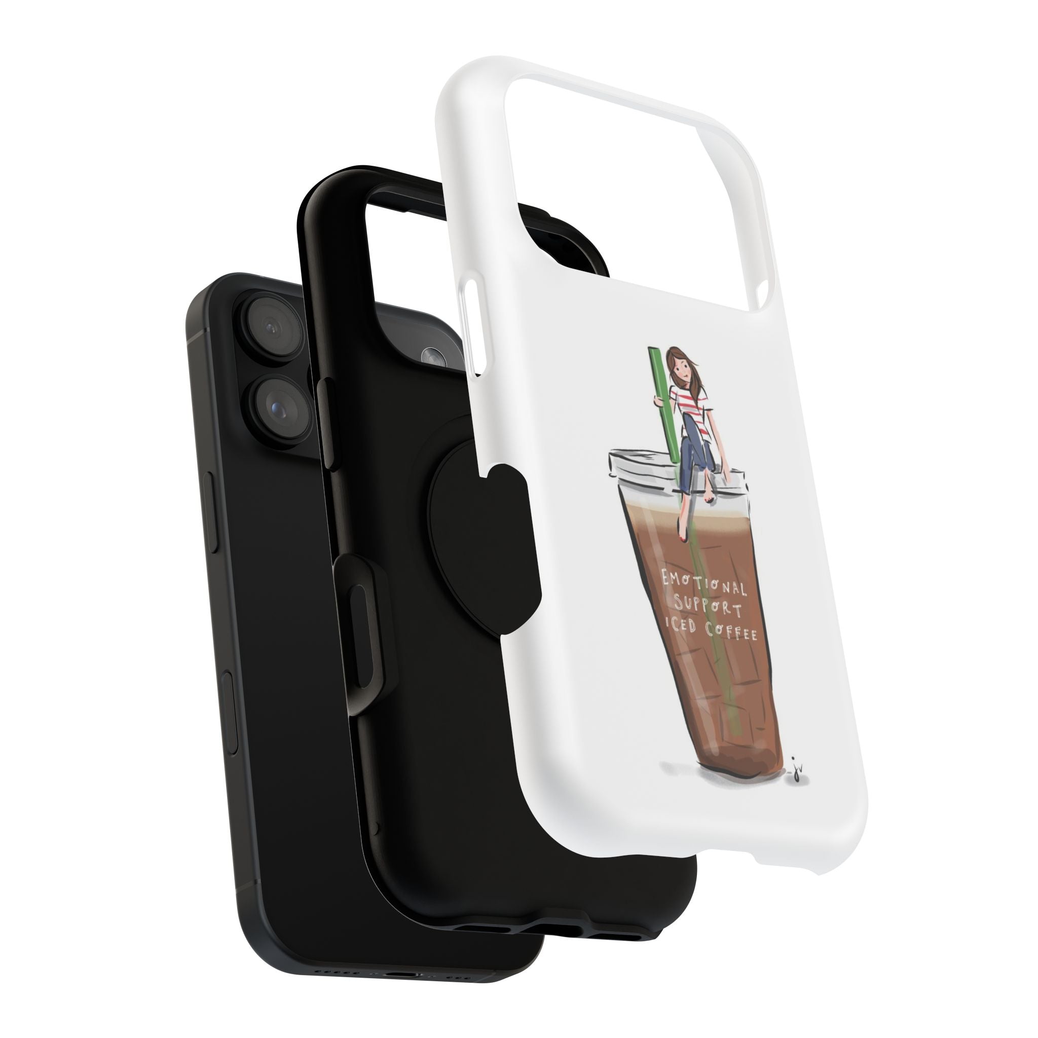 Iced Coffee & Me Phone Case — Cute Illustration 'Emotional Support Iced Coffee' Impact-Resistant Case