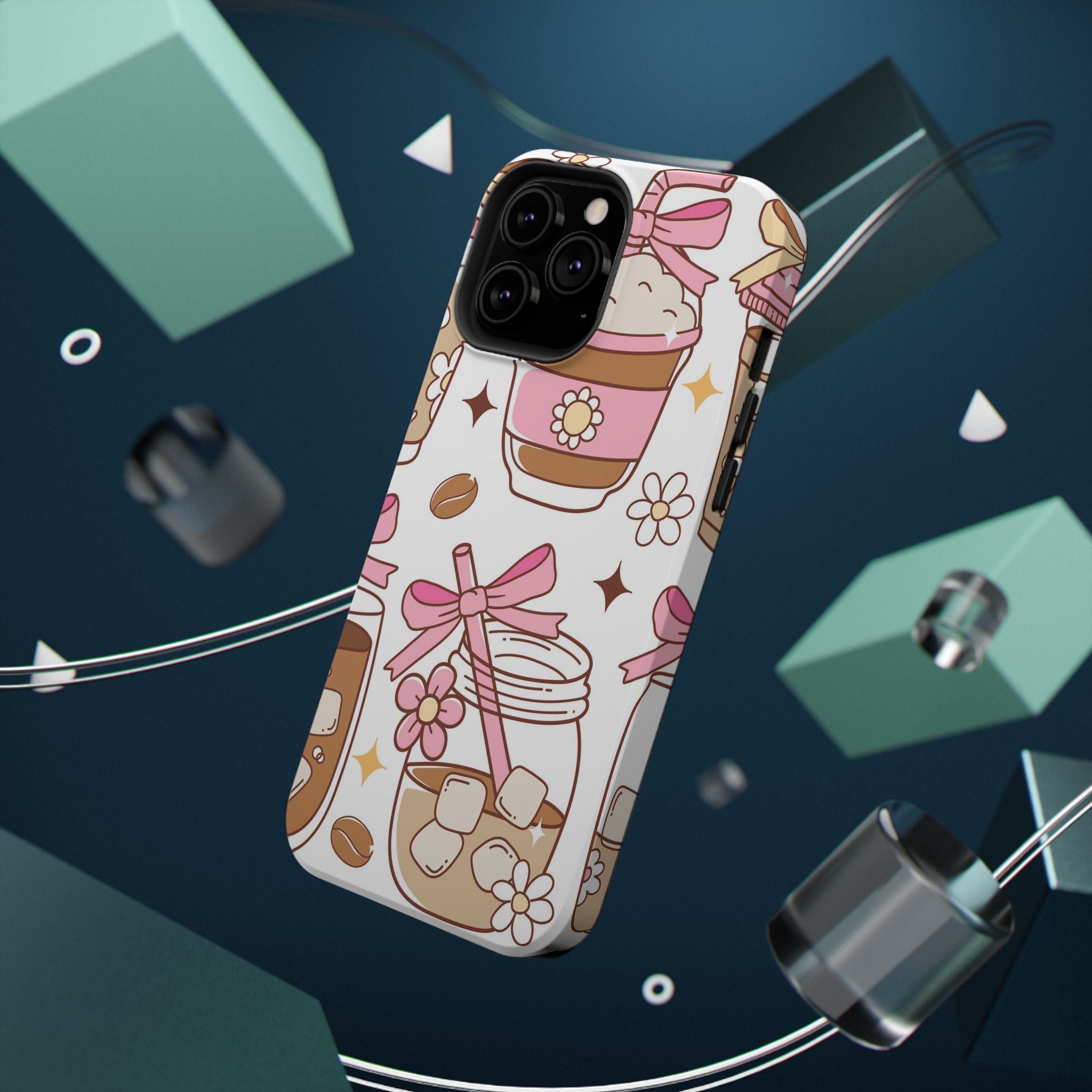Cute Pink Coffee & Latte Pattern Impact Phone Case